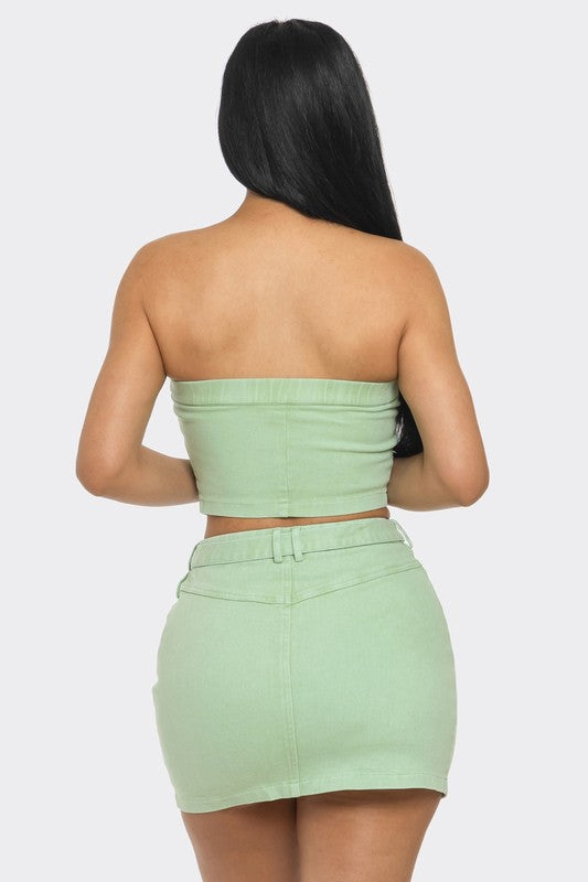 Asymmetrical Buttoned Set With Belt #30