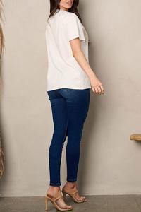 COUNTRY BLOUSE SHORT SLEEVE DETAILED WOMEN TOP #19