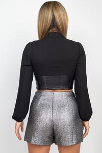 Night Long Sleeve corset Crop Top #27