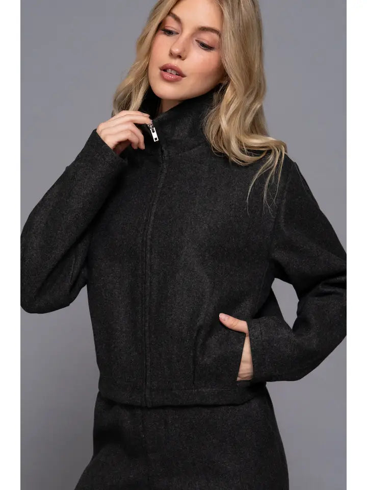 High Collar Soft Felt Jacket