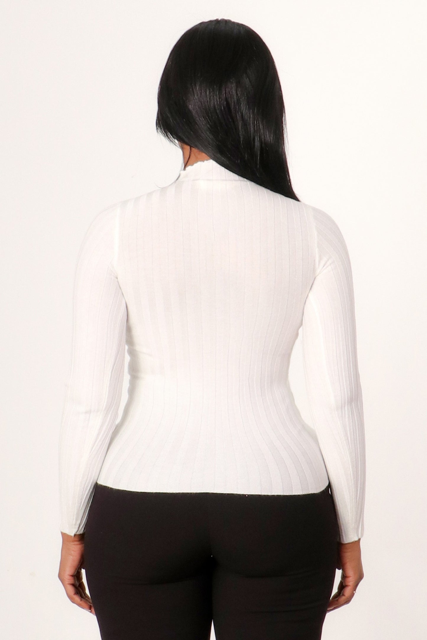 Mock Neck Long Sleeve Knit Sweater Top