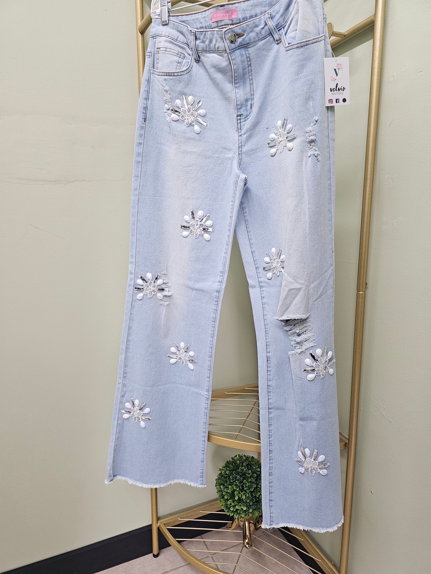 CIELO DENIM JEANS WITH EMBROIDERED