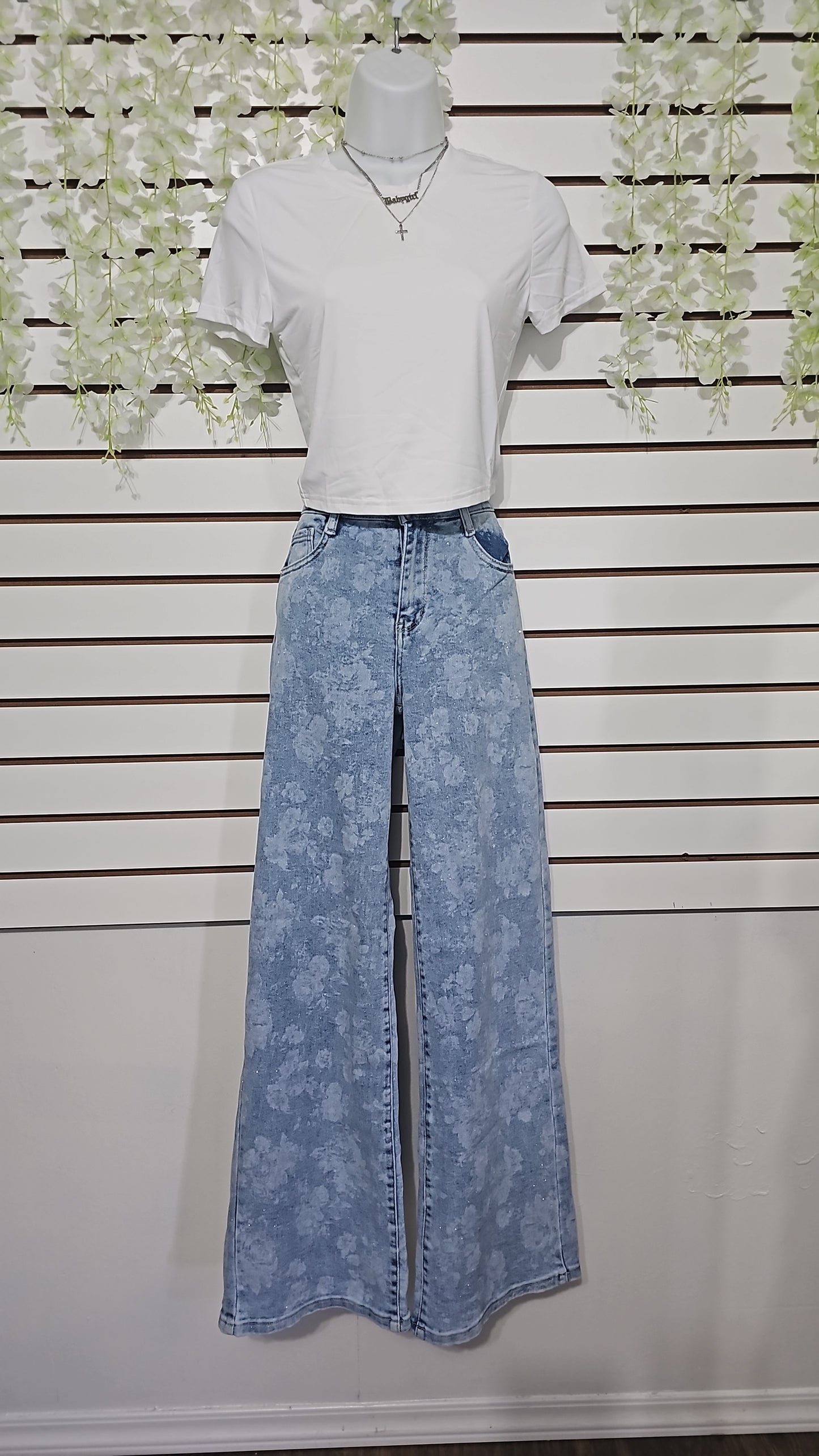 Morgan Flower woman Jeans sparkle stretching