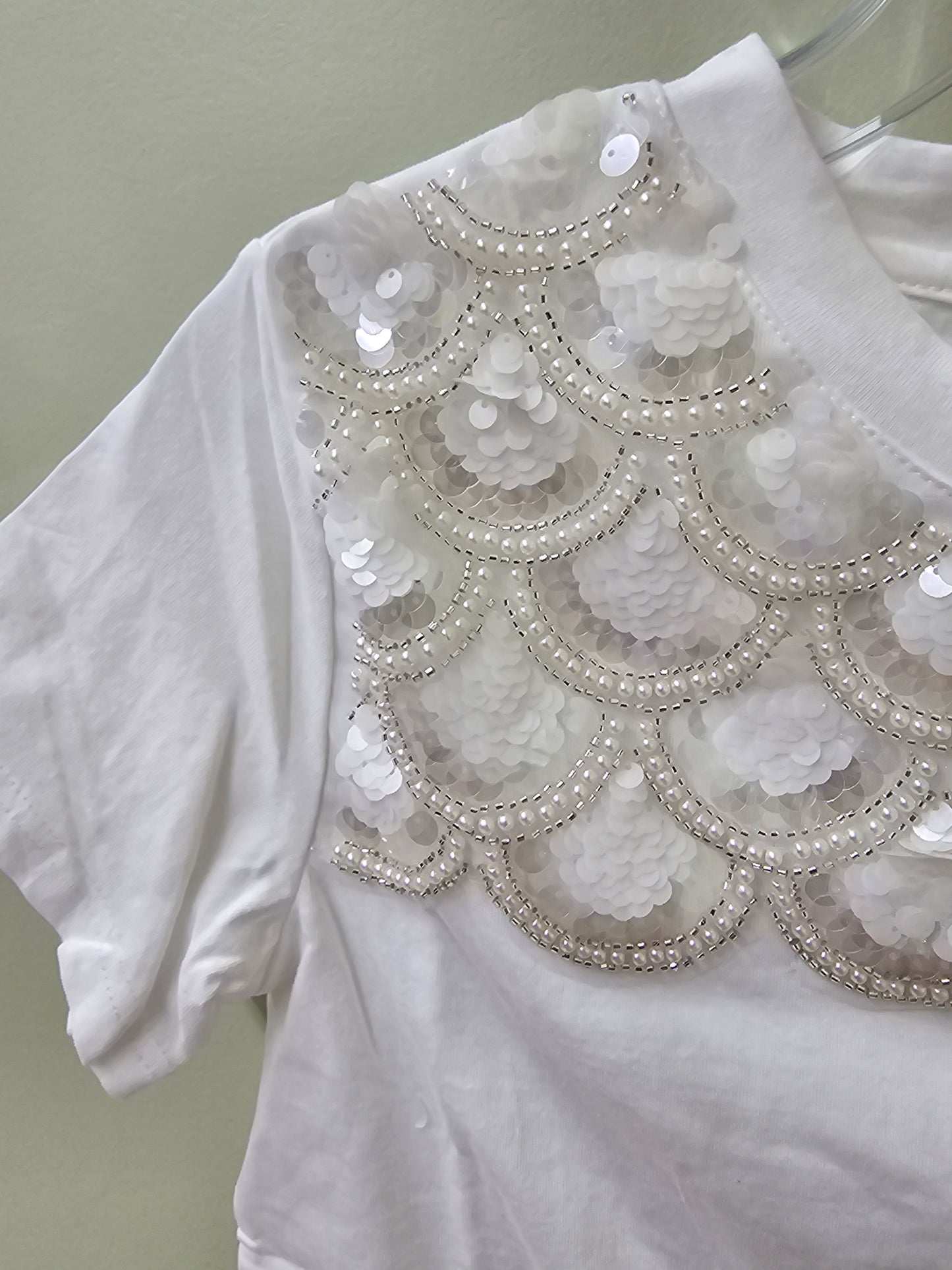 LORA EMBELLISHED WHITE T-SHIRTS #T