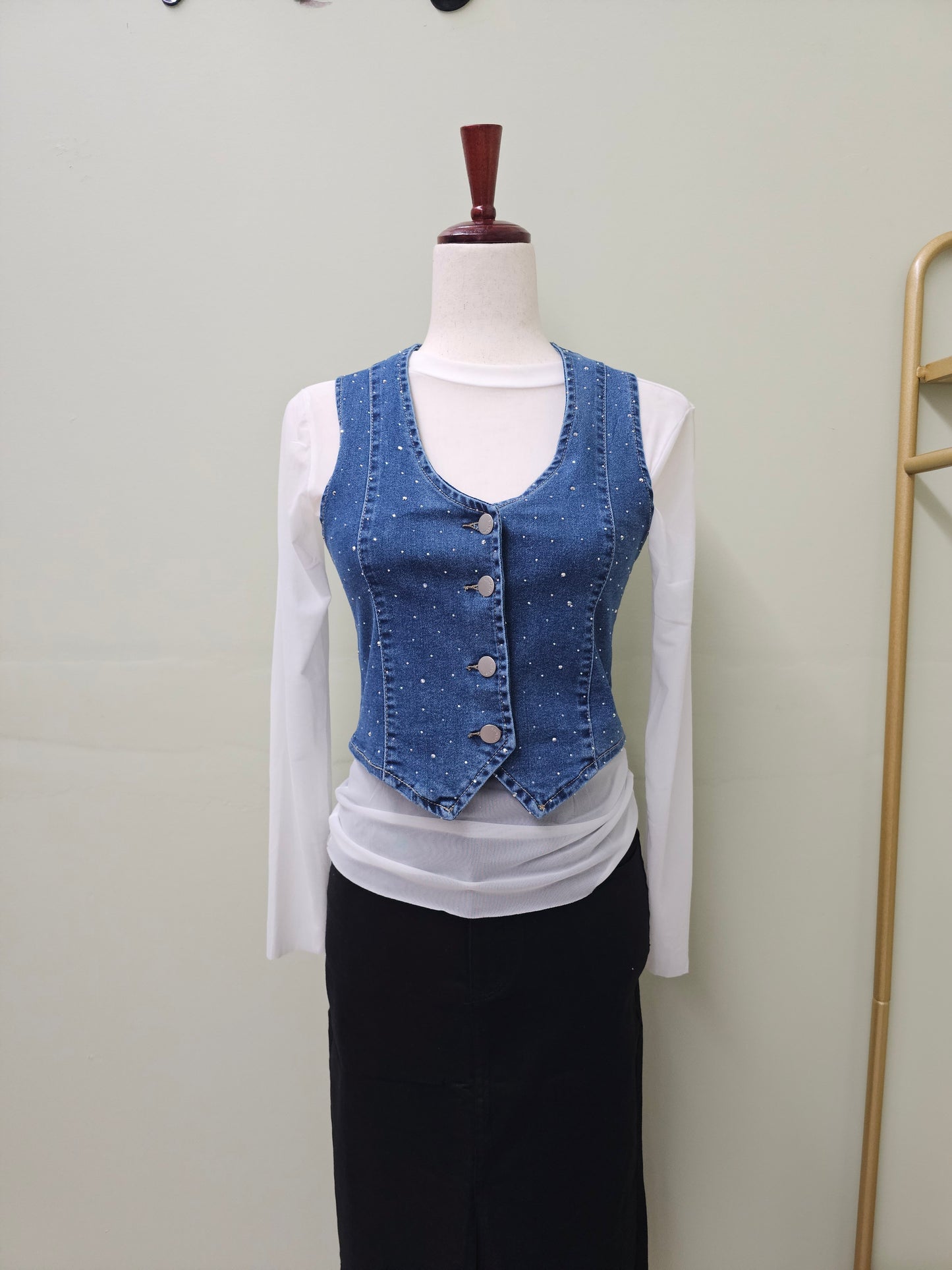 Line mesh Blouse long sleeve #T