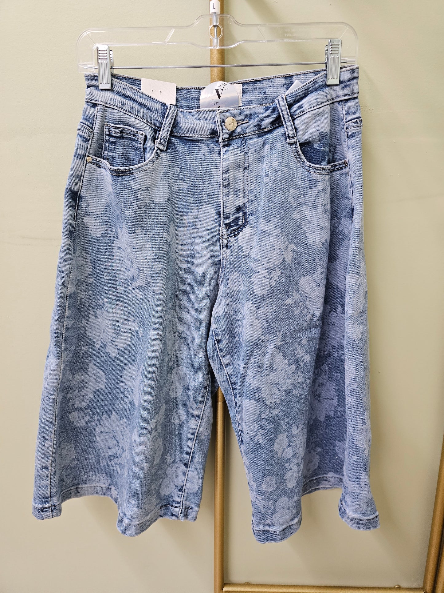 Megan Set Denim Flower short women Stretching #T