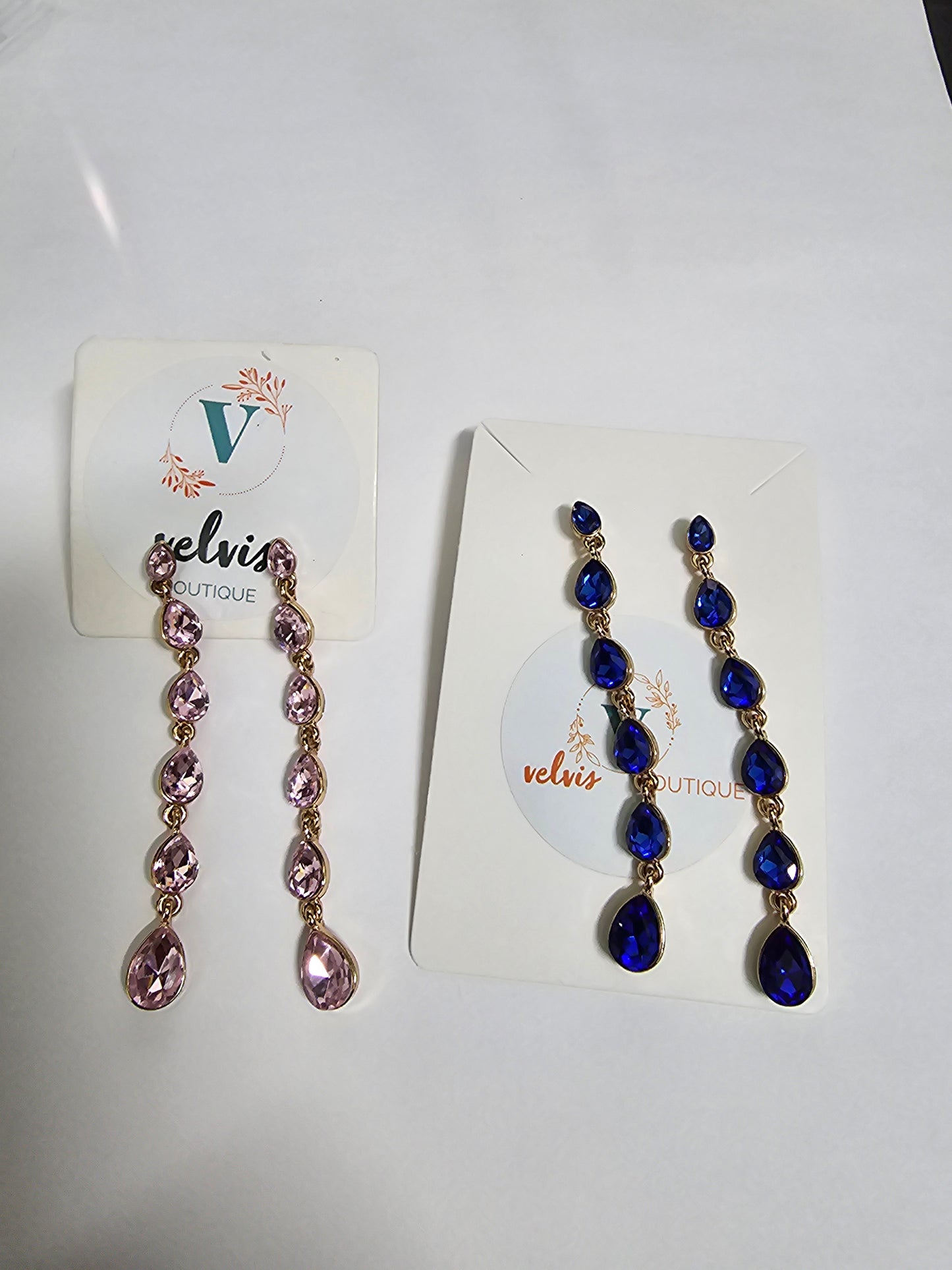 Drop Earrings blue and pink