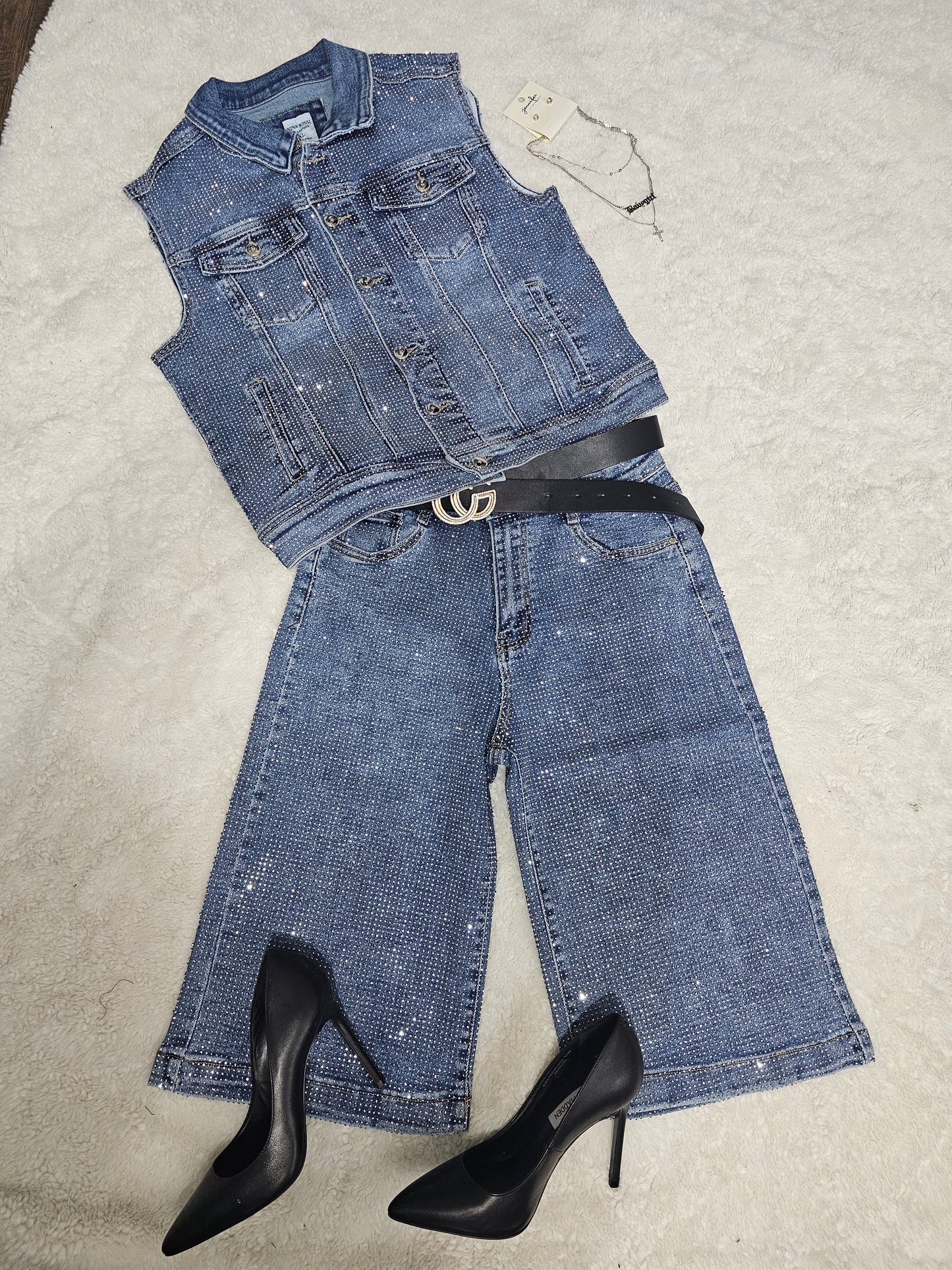 Alicia Denim rhinestone set #A