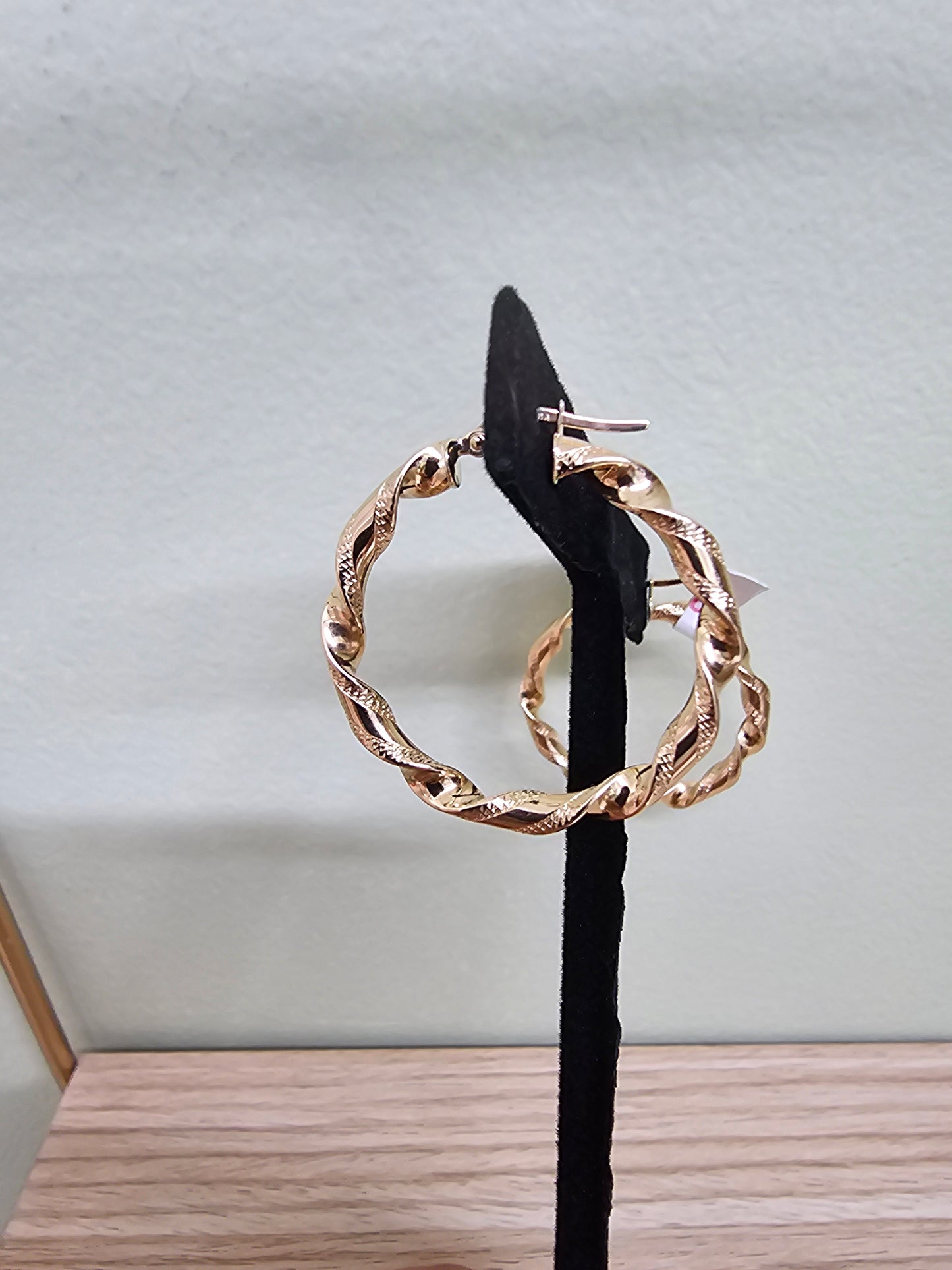 14k Gold Twisting Hoop Earrings #9