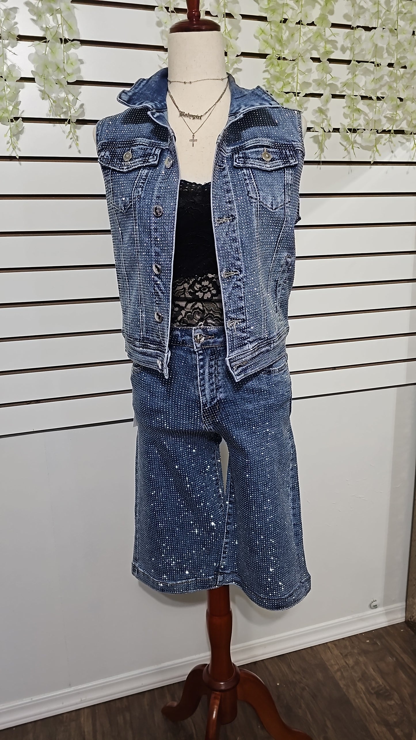 Alicia Denim rhinestone set #A