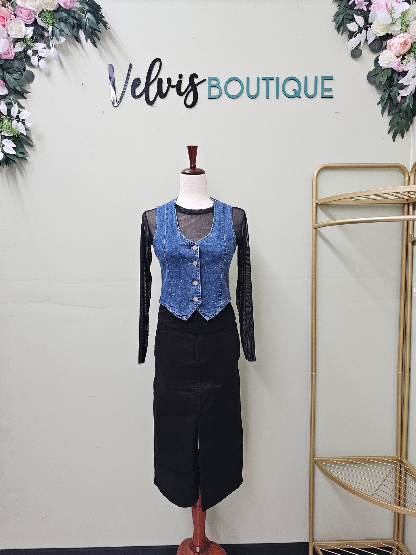Line mesh Blouse long sleeve #T