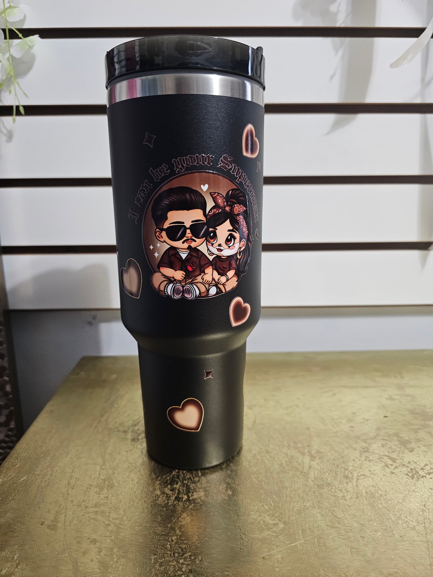Cholo love men tumbler black. 40 oz
