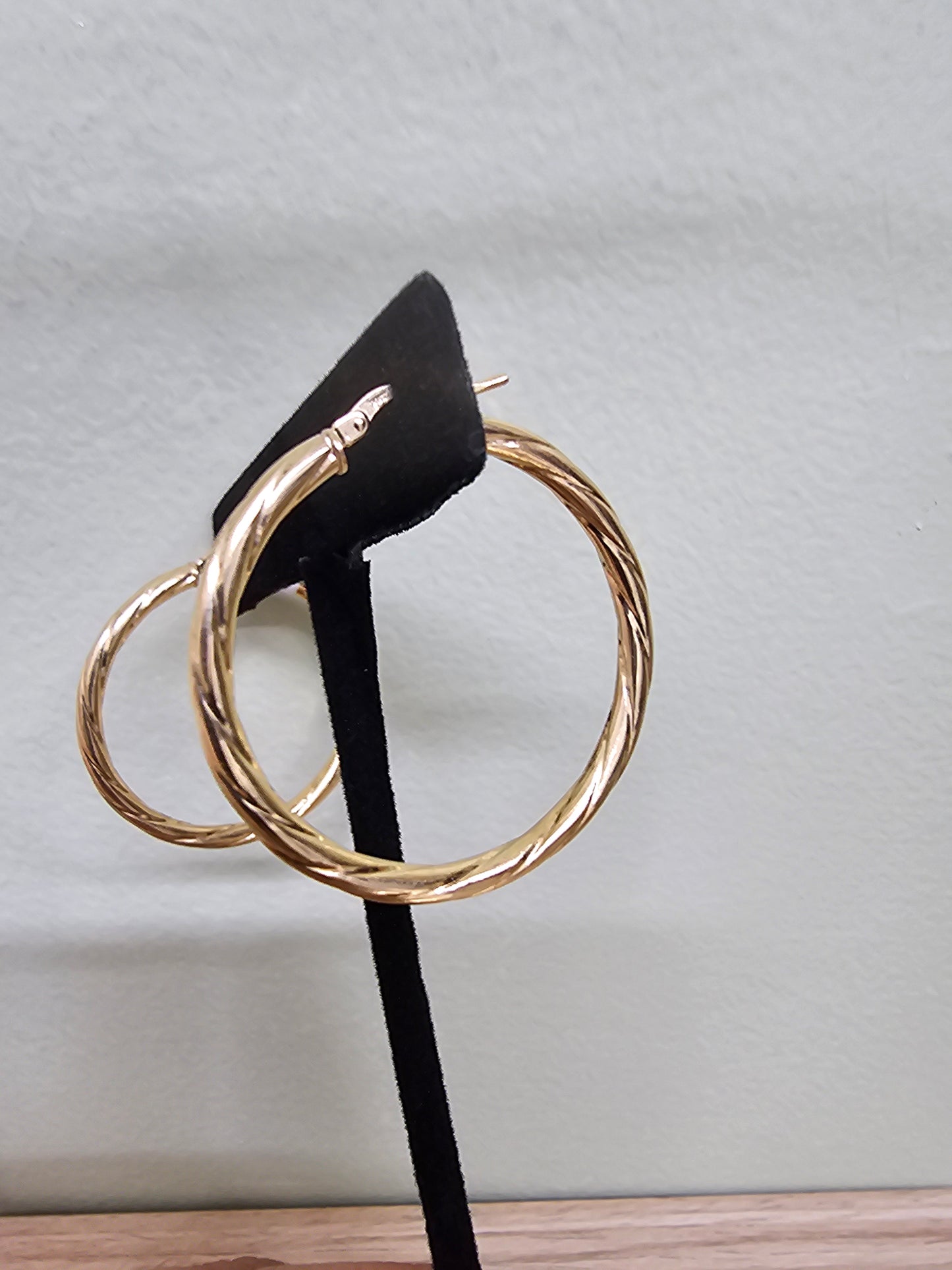 14k Gold semi twist Hoop earrings #8