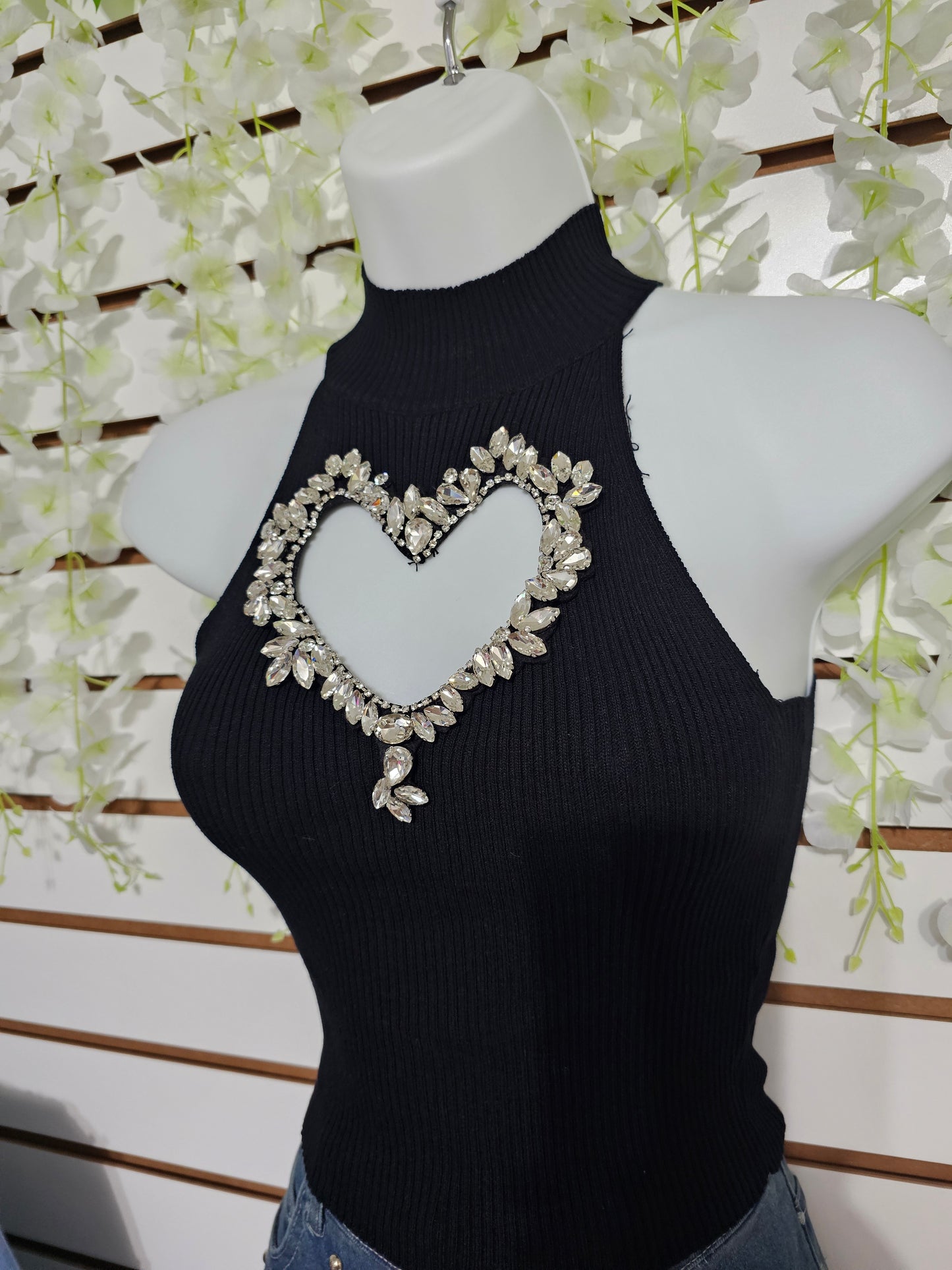 My black Heart Top Blouse stretching #A