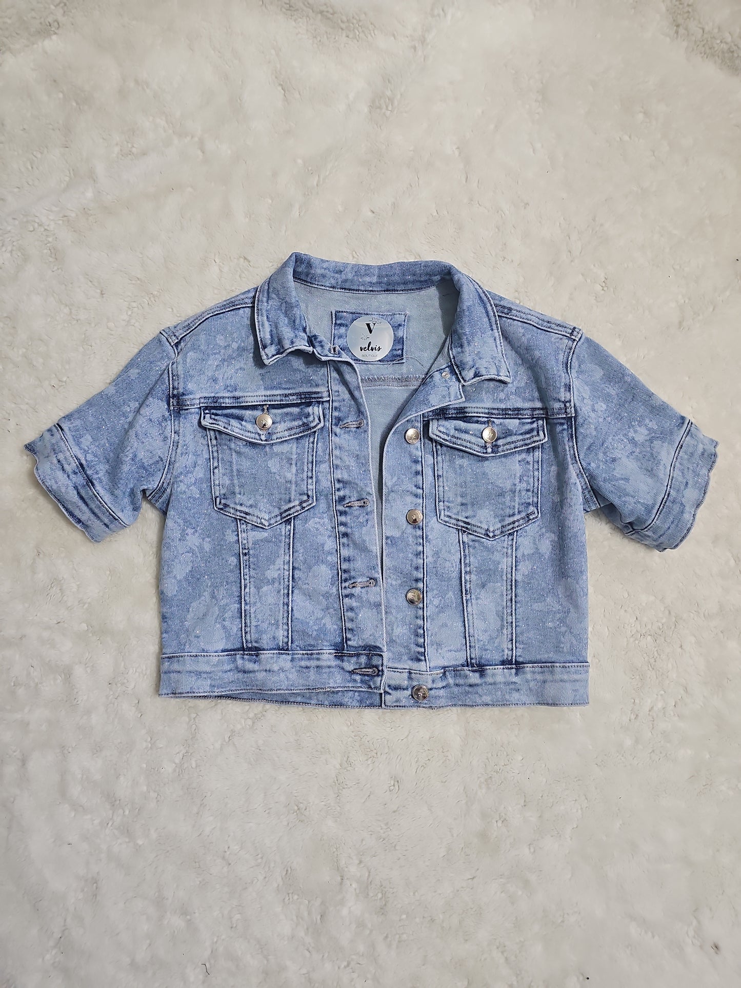 Megan Set Denim Flower short women Stretching #T
