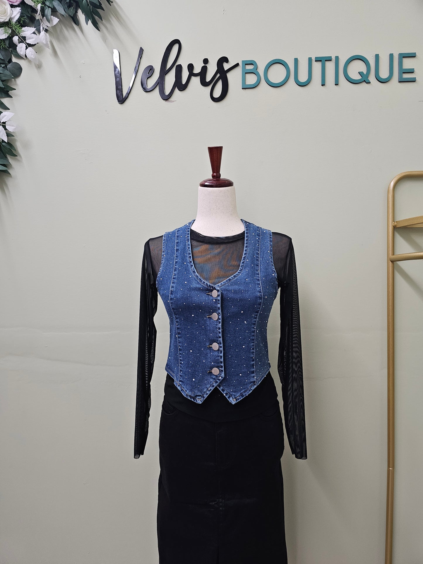 Line mesh Blouse long sleeve #T