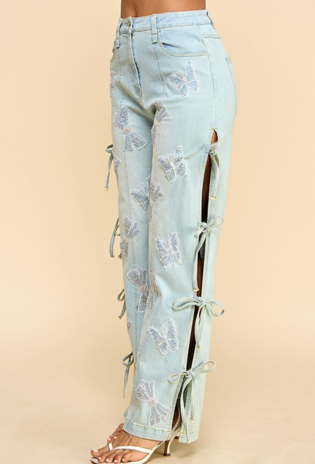 Joe jeans open side legs with rhinestone stretching #B