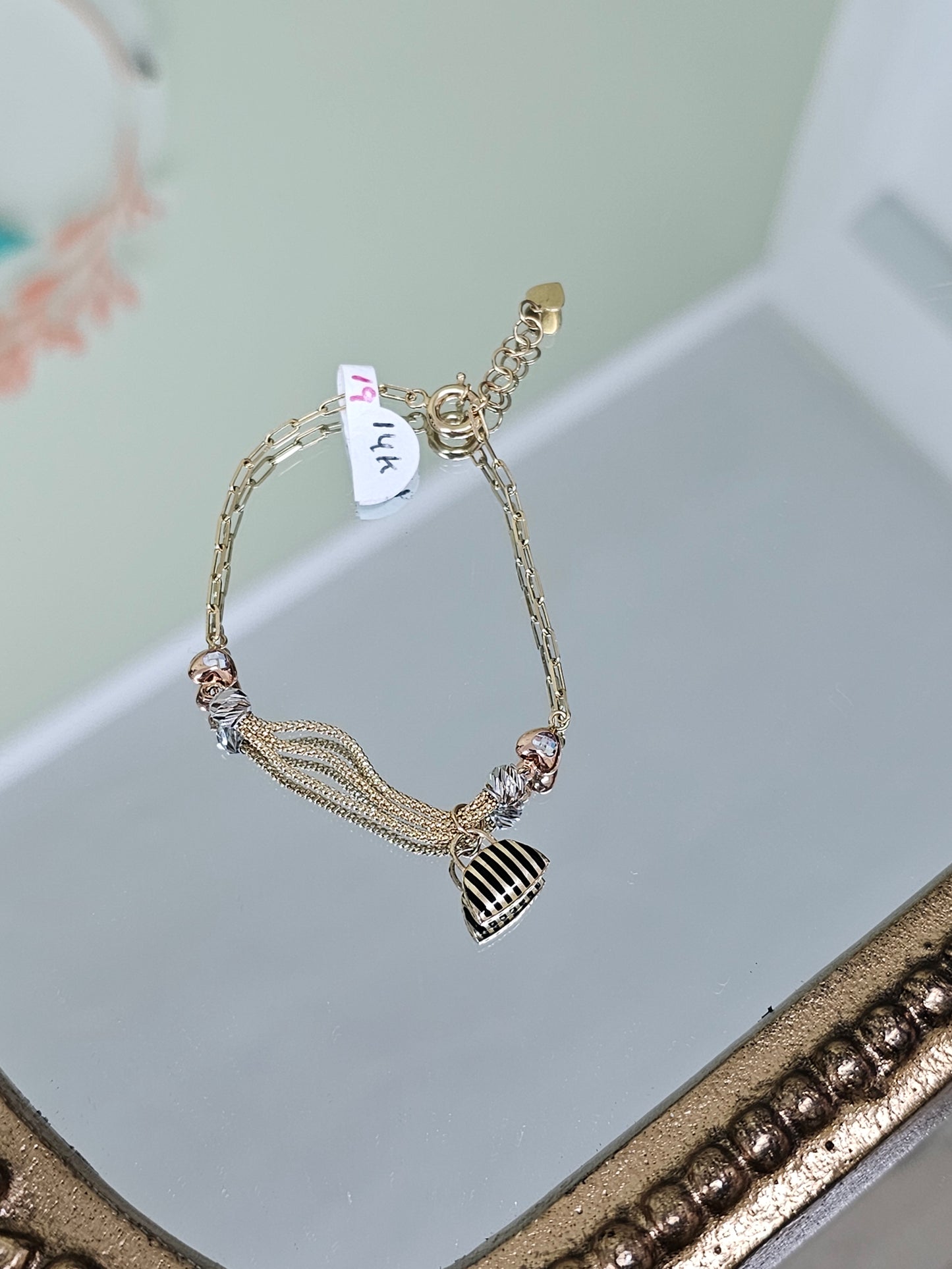 14k Gold Bracelet with Purse gem #19