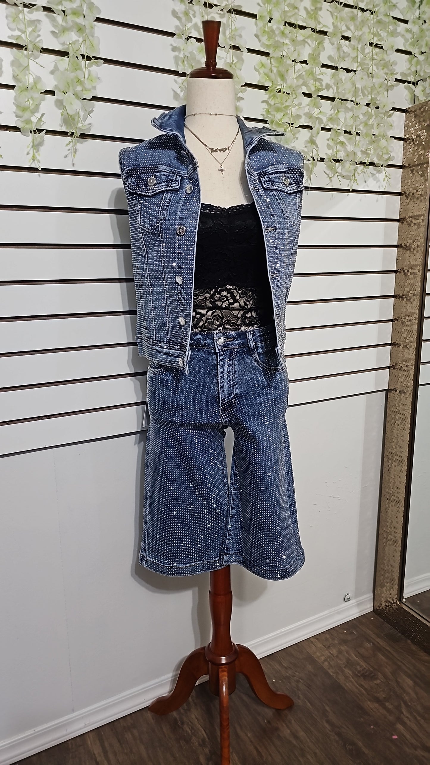 Alicia Denim rhinestone set #A