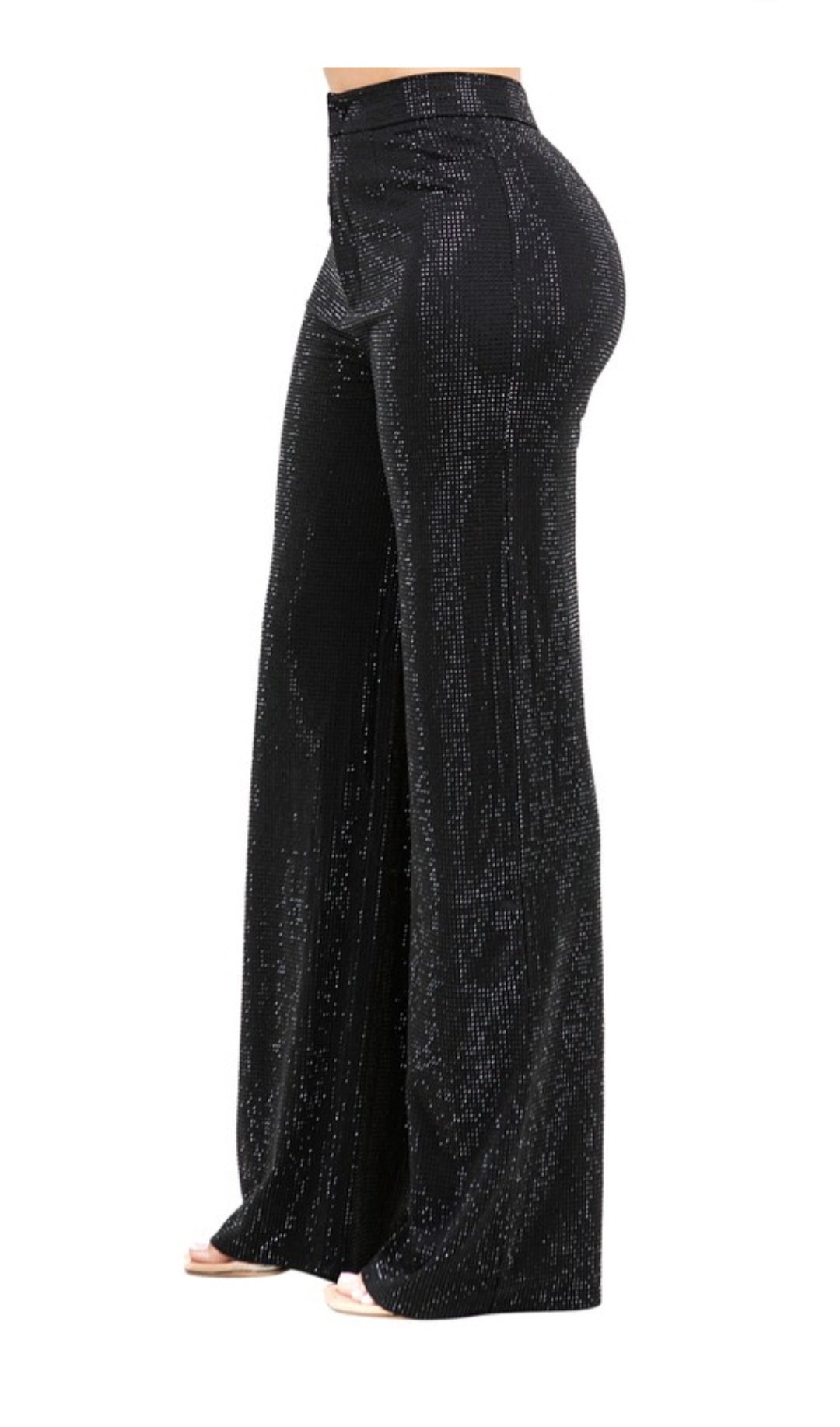 Carrys & RHINESTONE WIDE LEG PANTS White and Black #22