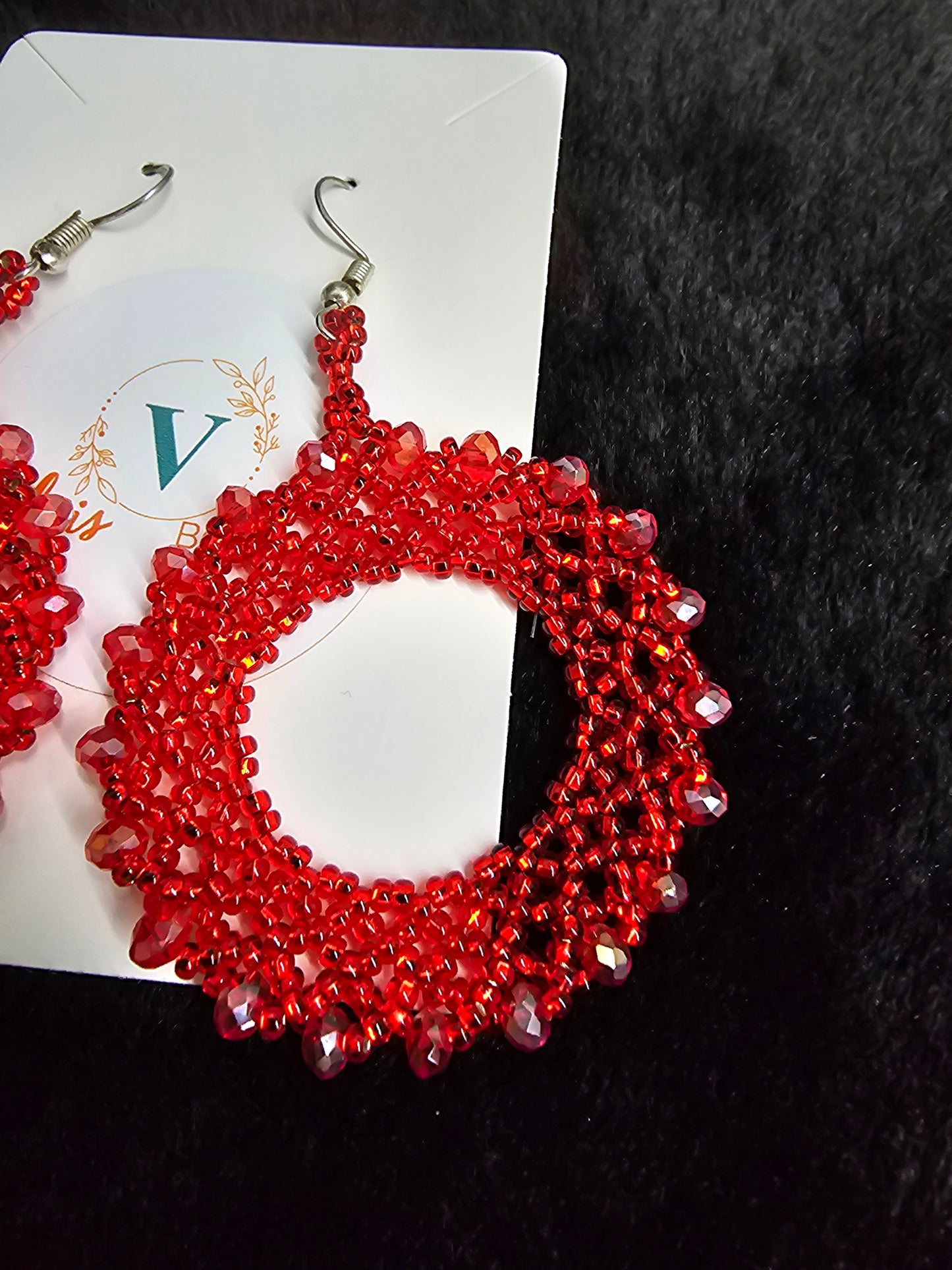 Red Hoops Bead circle handmade