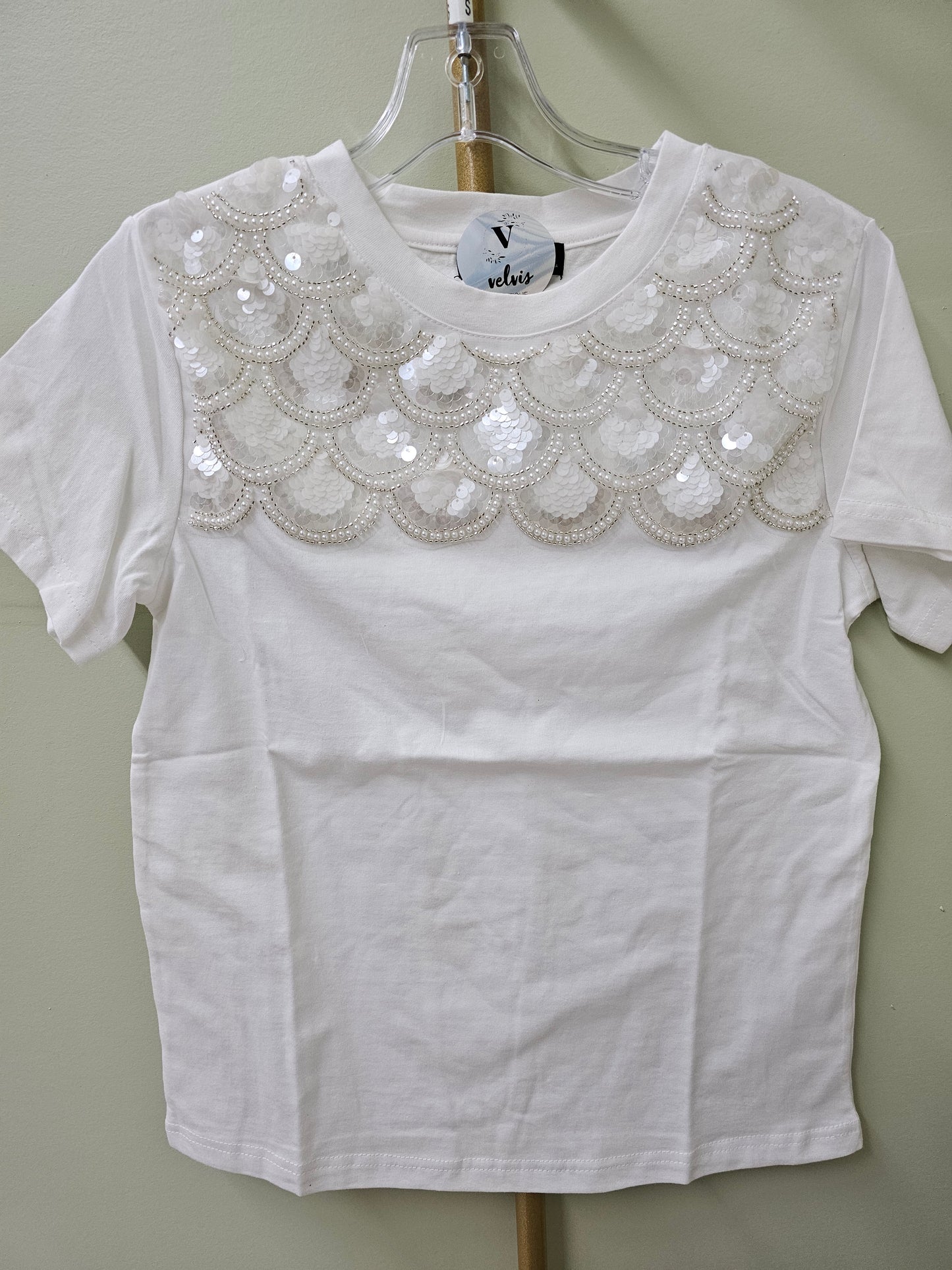 LORA EMBELLISHED WHITE T-SHIRTS #T