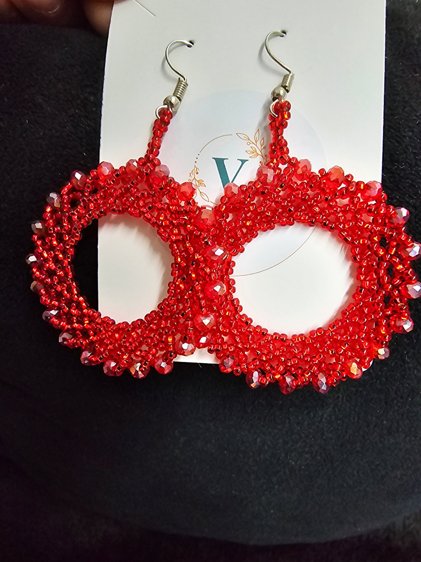 Red Hoops Bead circle handmade
