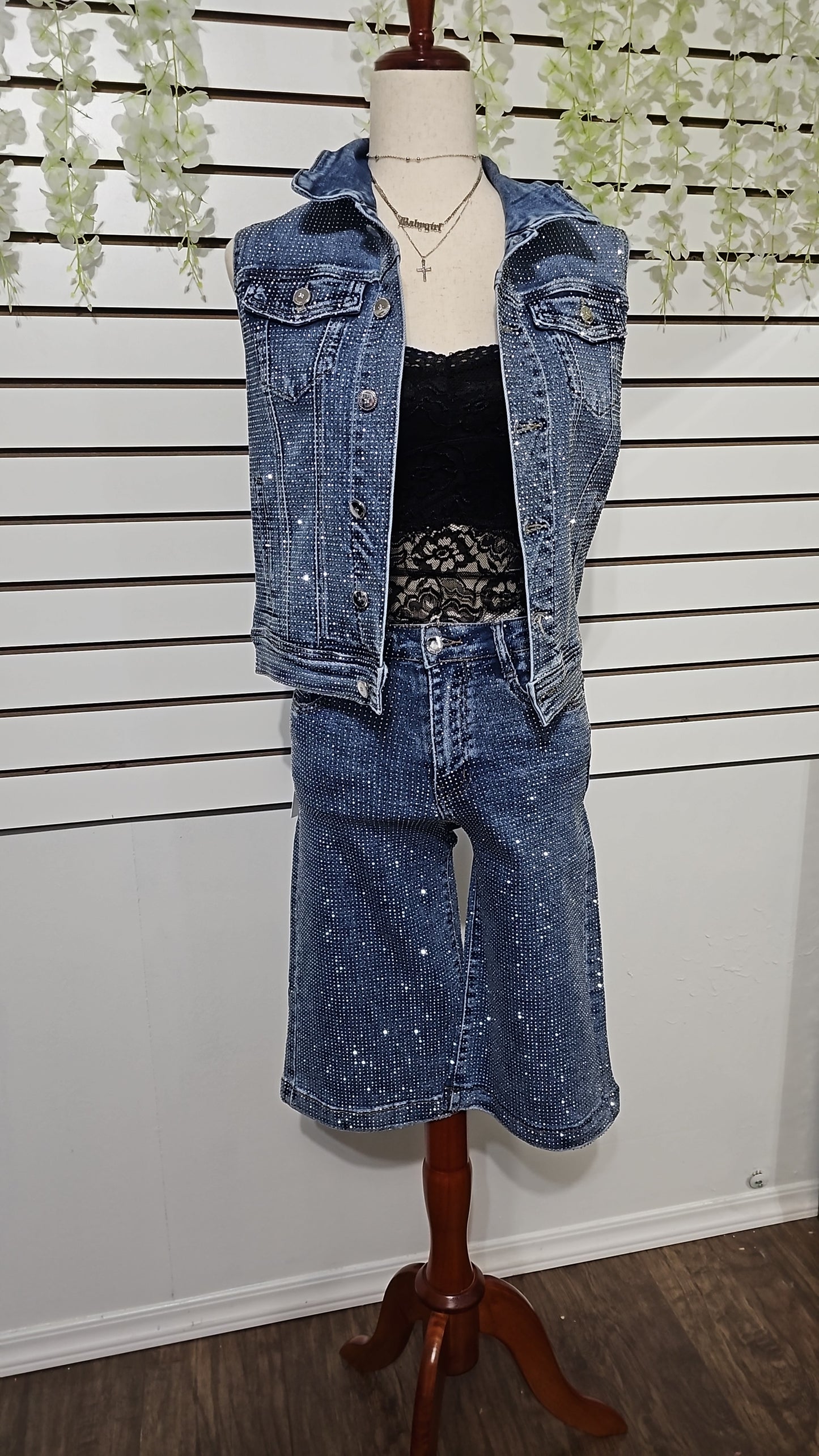 Alicia Denim rhinestone set #A