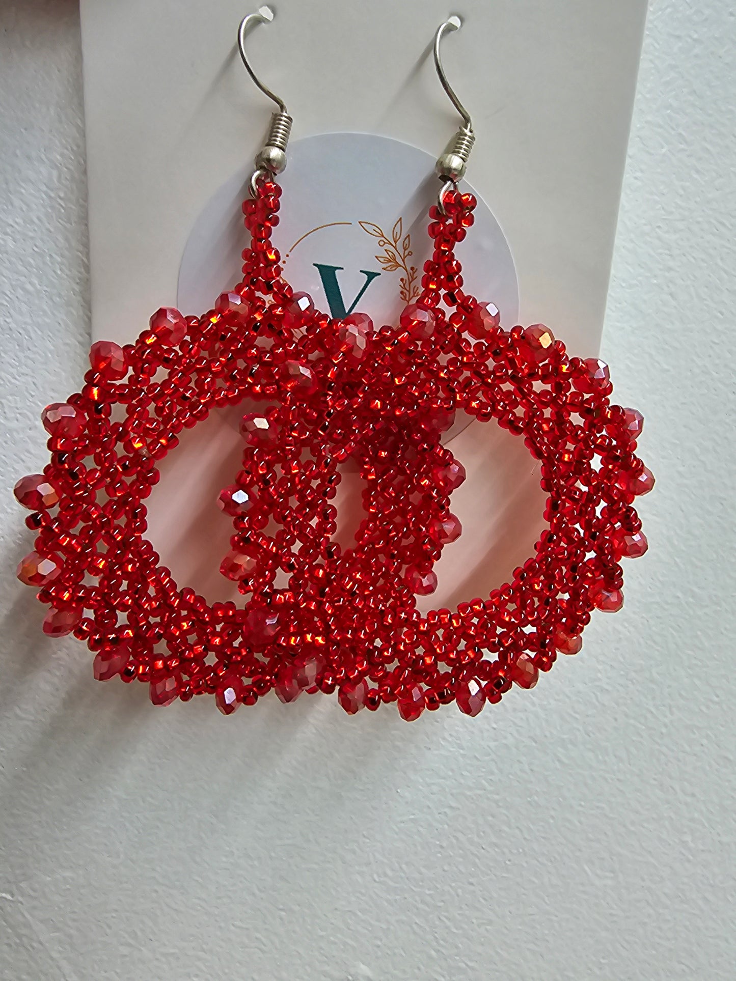 Red Hoops Bead circle handmade