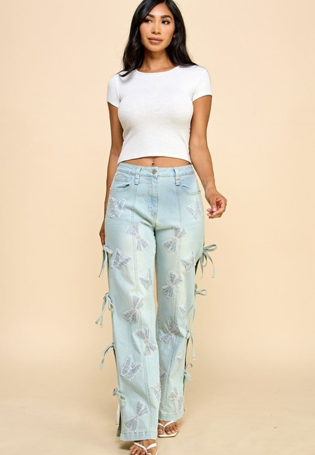 Joe jeans open side legs with rhinestone stretching #B
