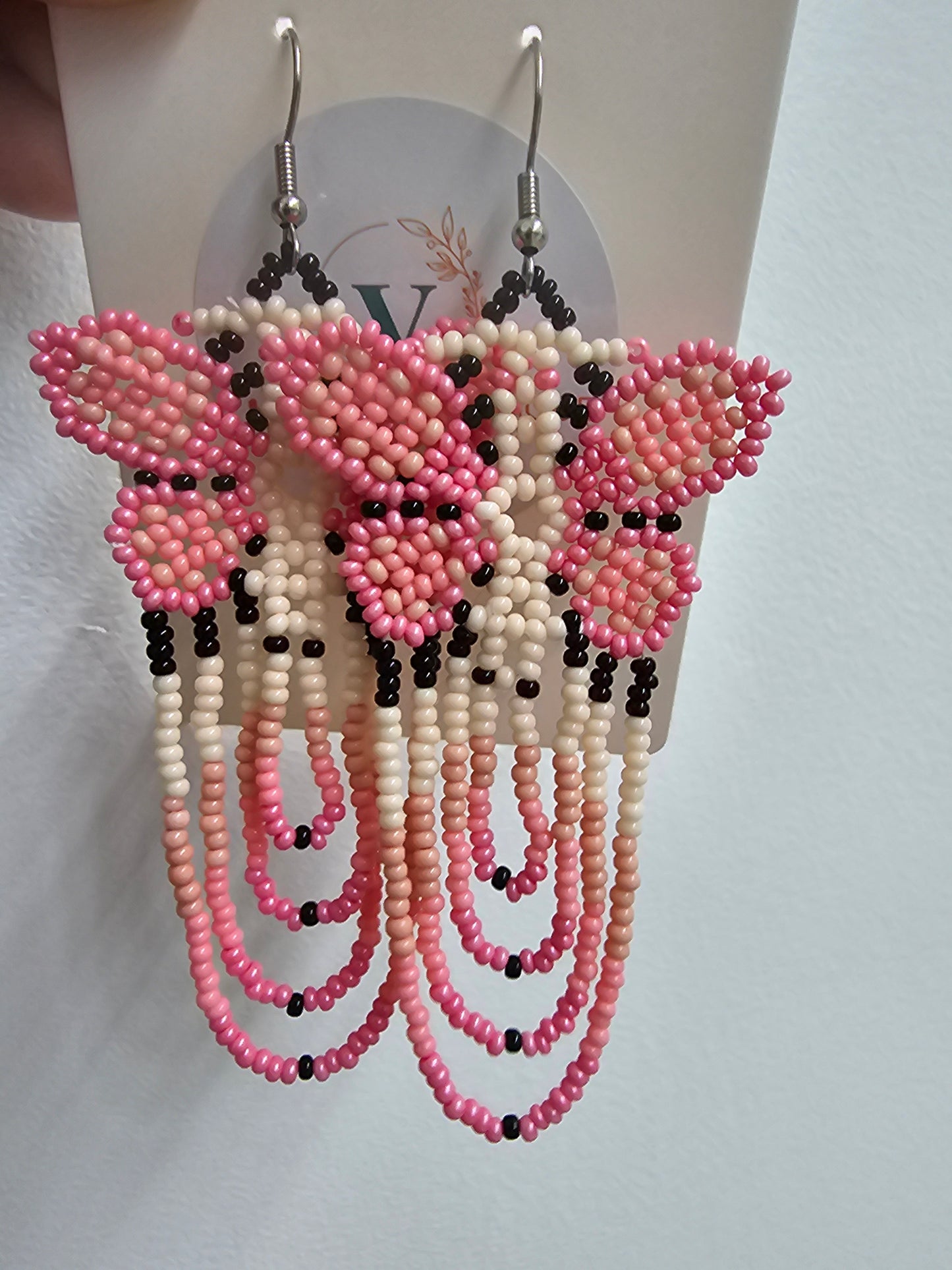 Butterfly Beads Earrings Pink
