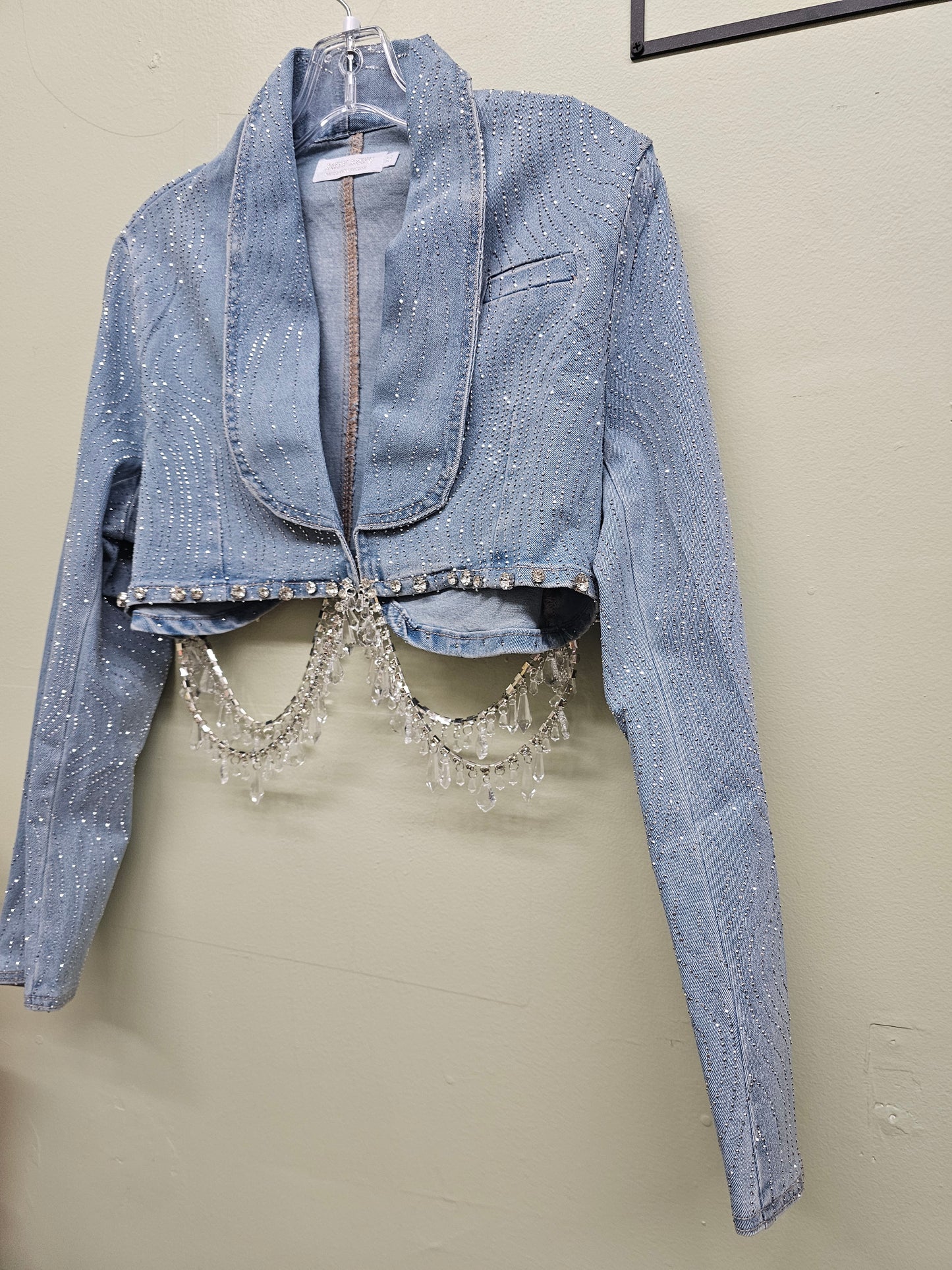 Andrea Sparkling women crop jackets with rhinestone