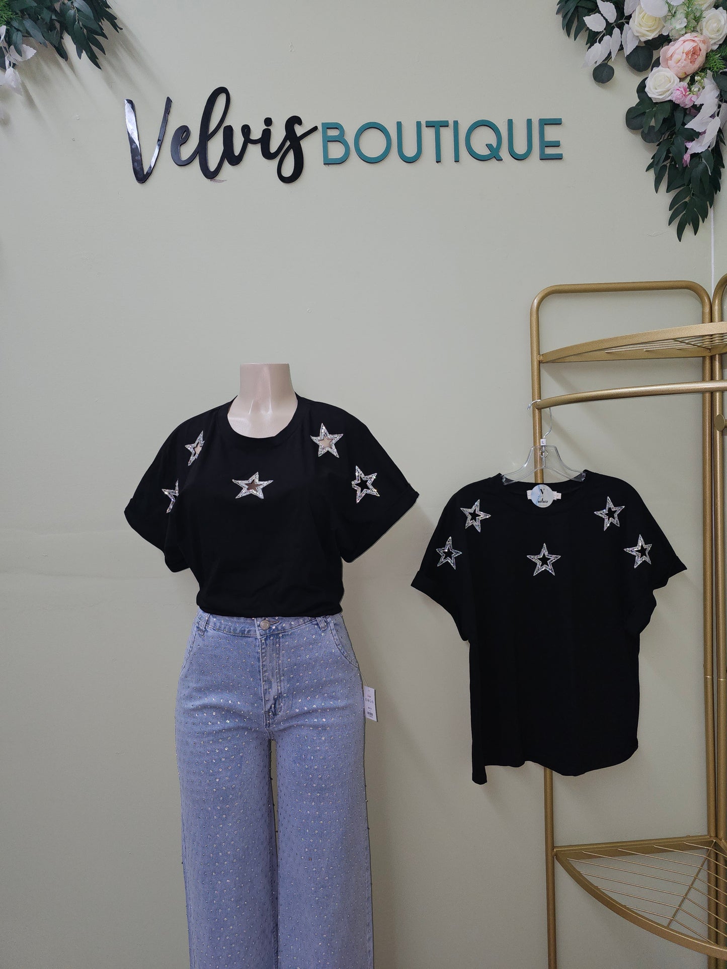 T-shirt Black star plus #T