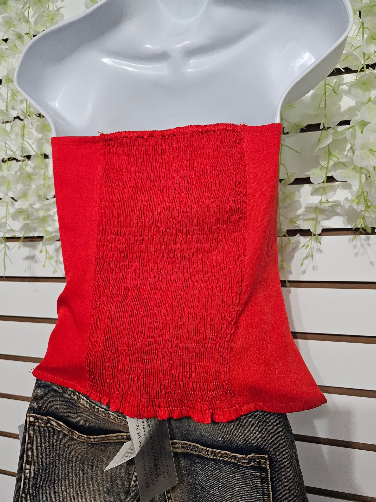 Patty Corset Tube Top With Flower Corsage #A