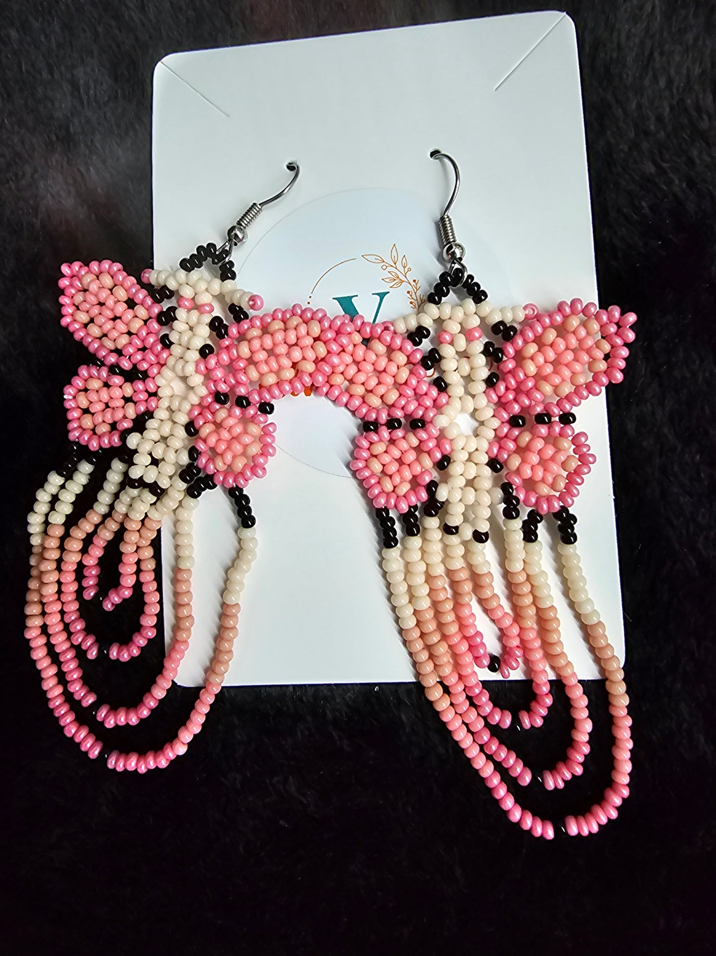 Butterfly Beads Earrings Pink