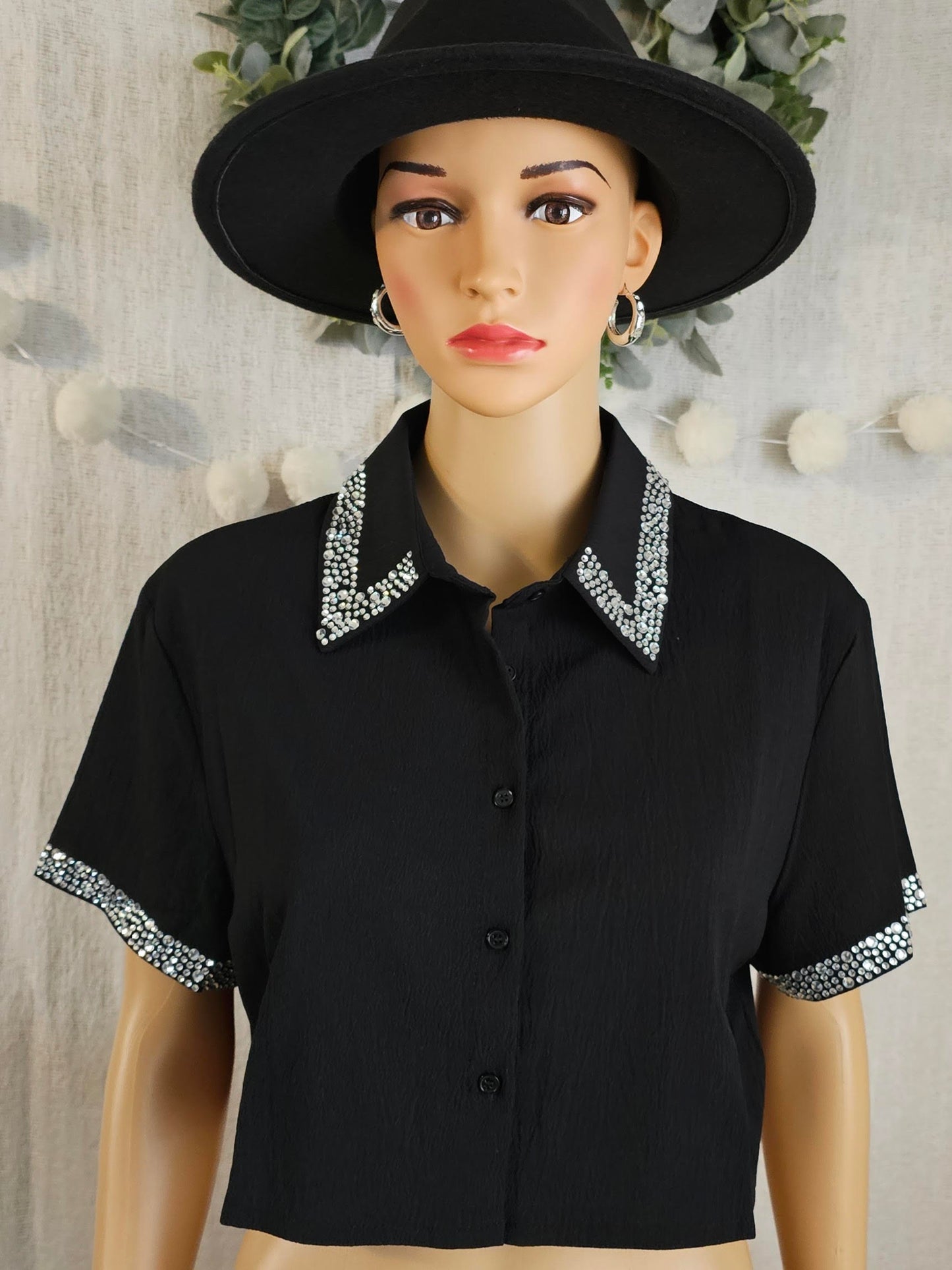 Diamond Crop Top with Silver rhinestone bottom up #11