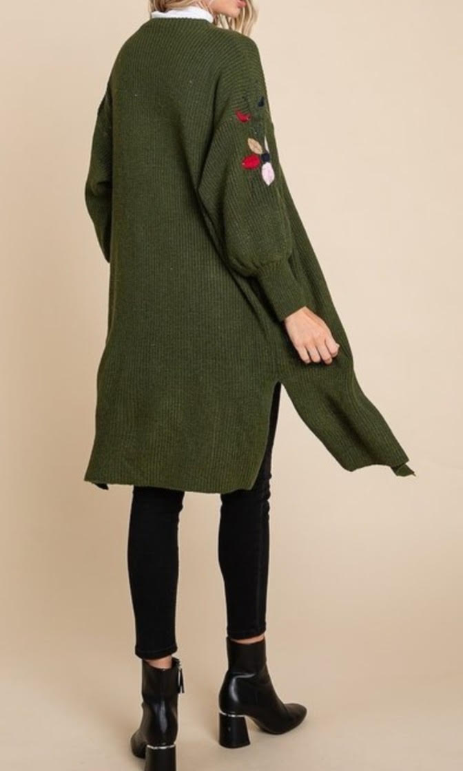 Flower Embroidered Sweater Cardigan. #3