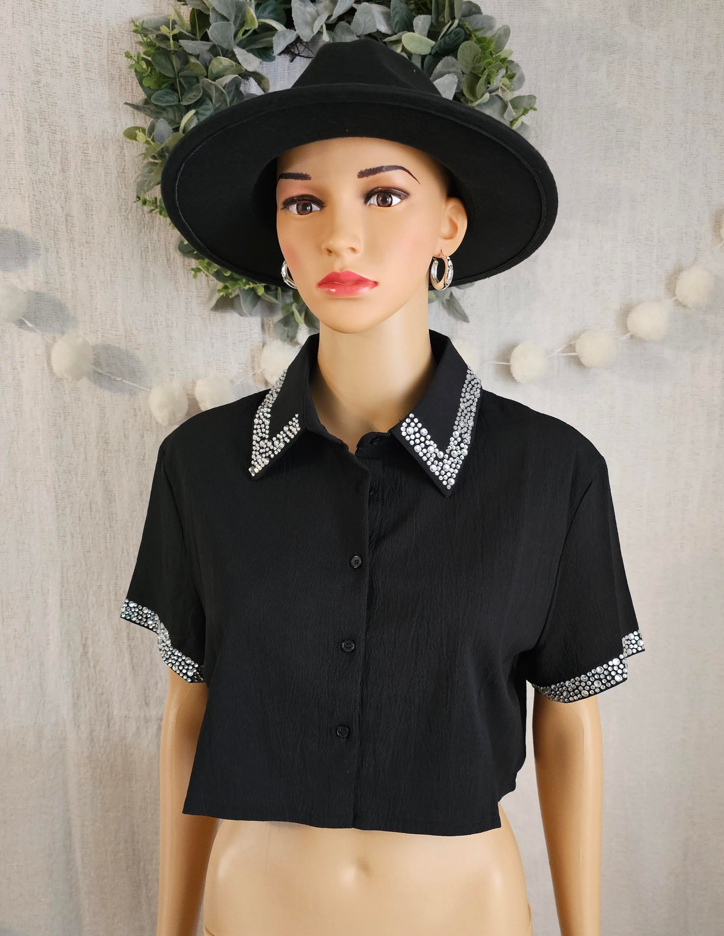 Diamond Crop Top with Silver rhinestone bottom up #11
