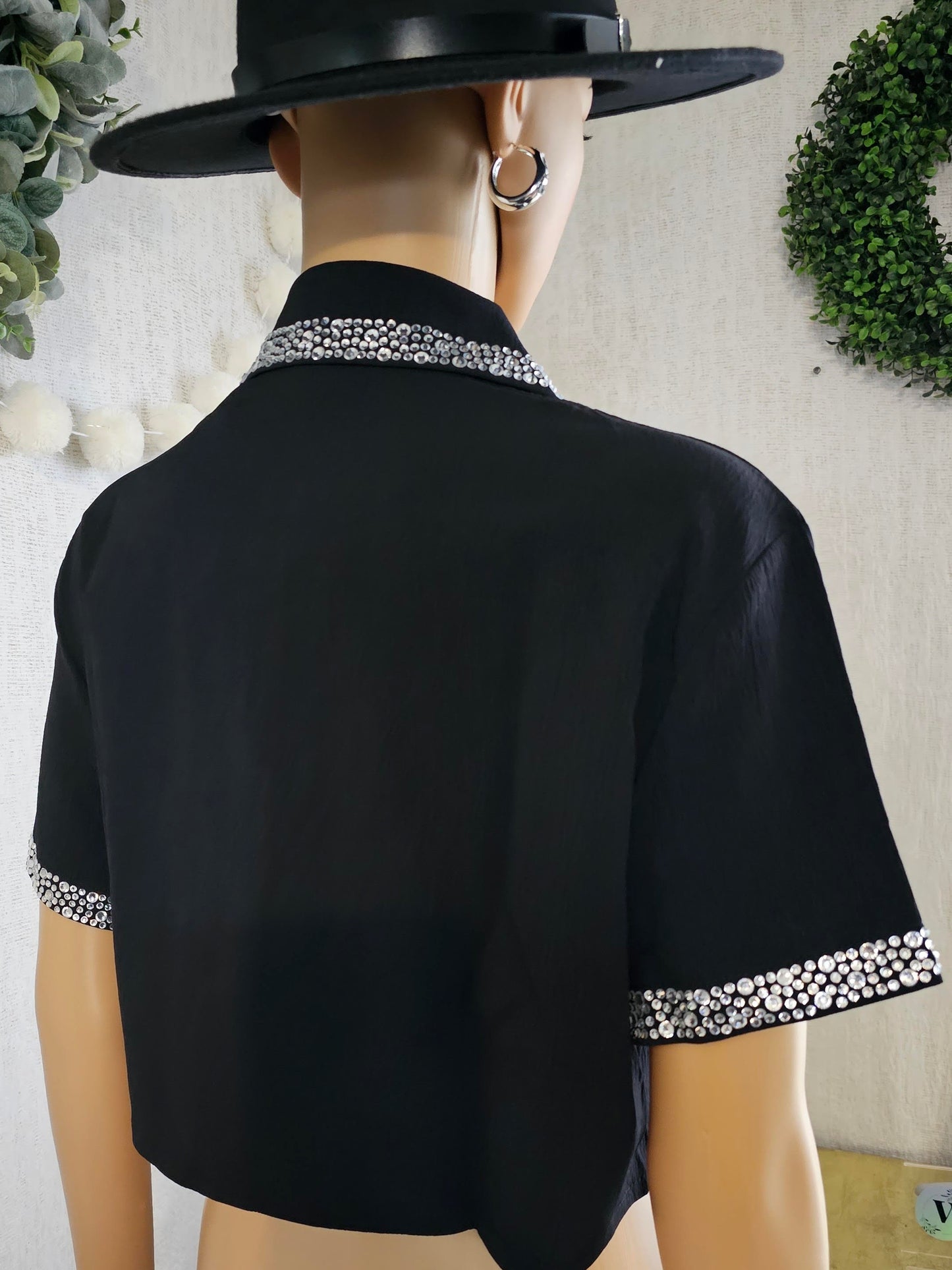 Diamond Crop Top with Silver rhinestone bottom up #11
