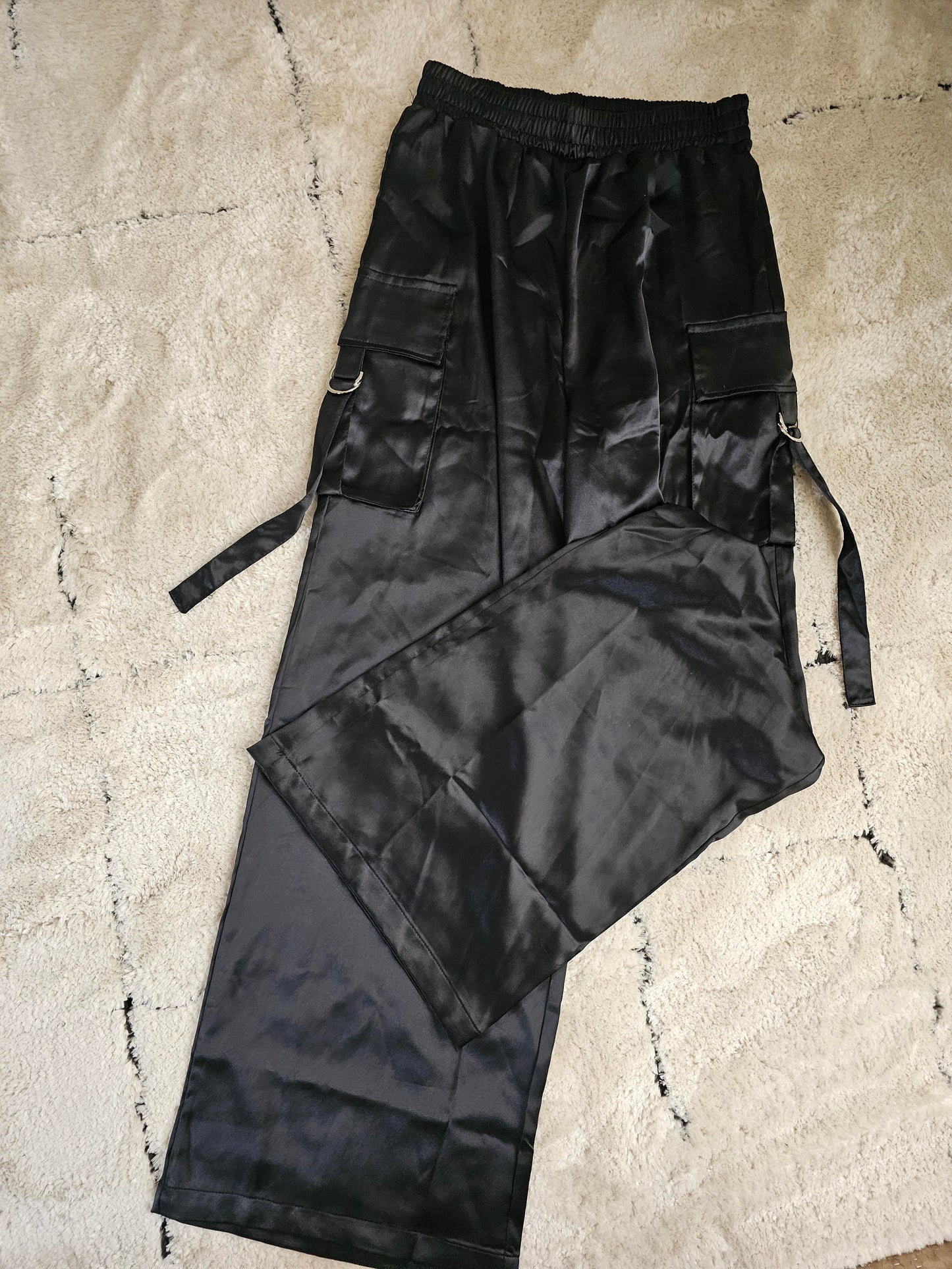 Cazzu Night Out Cargo Satin Set Black #10