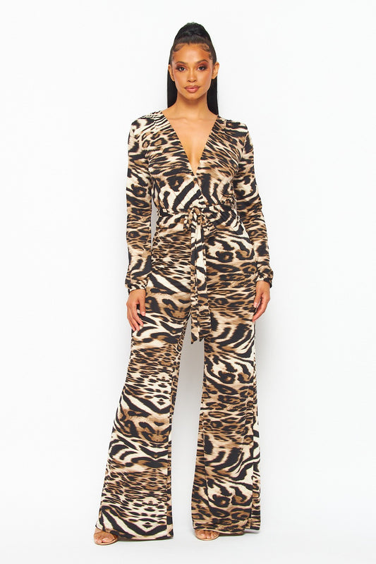 Jumpsuit Brown Animal Print