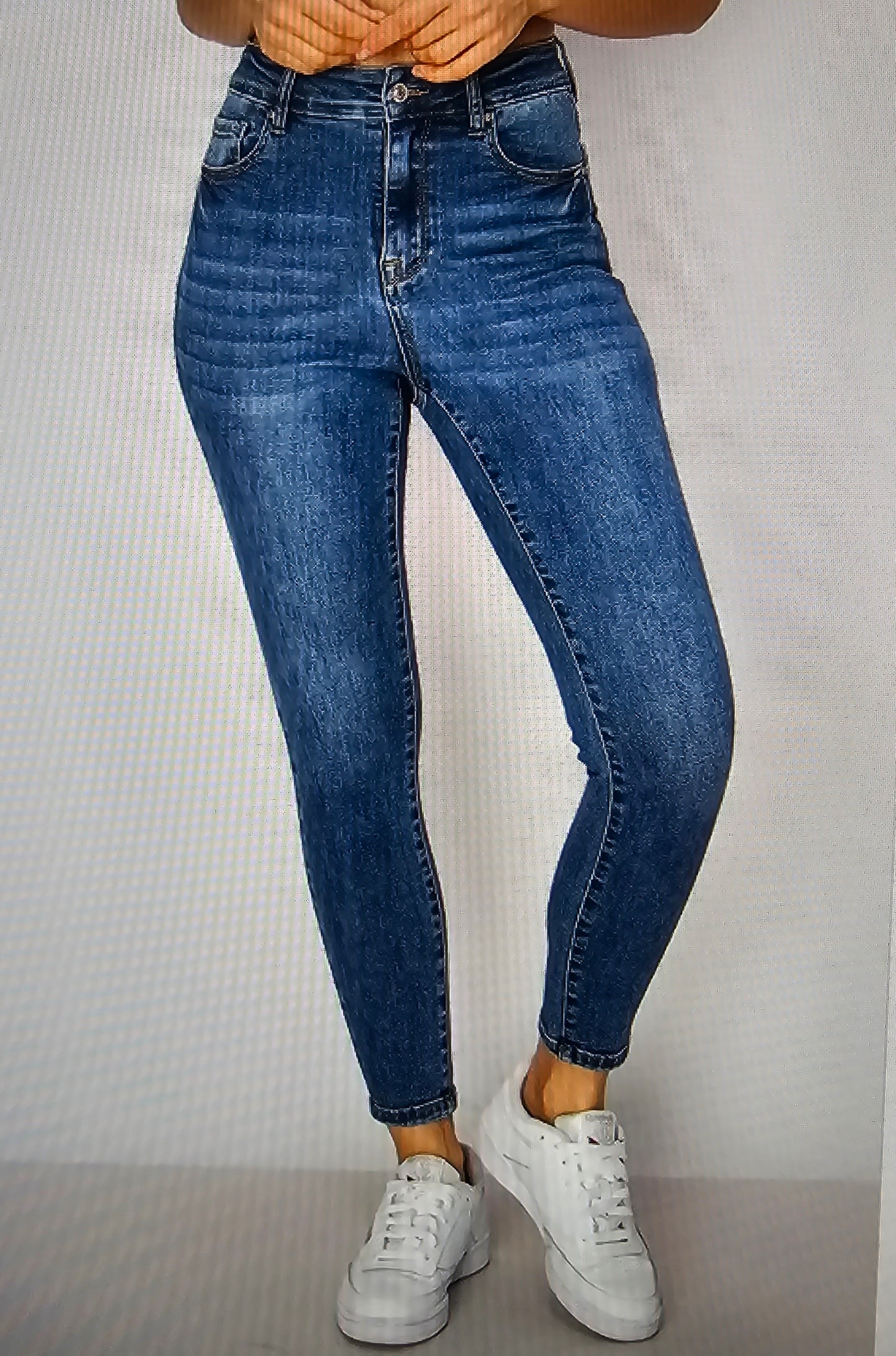 Denim Jeans High Rise Skinny Semi-Blue Liso  900 #T