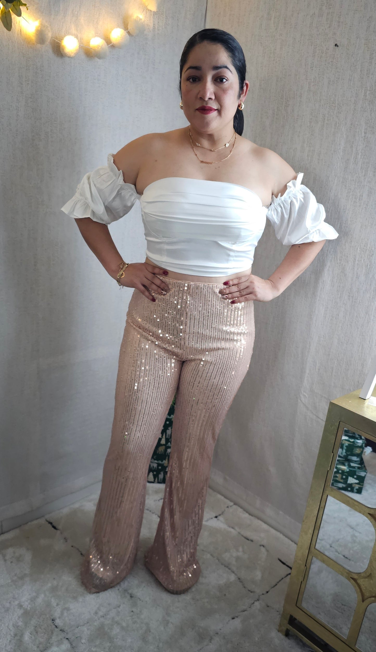 Pants  Sequin Flared Pants Rose Gold #2