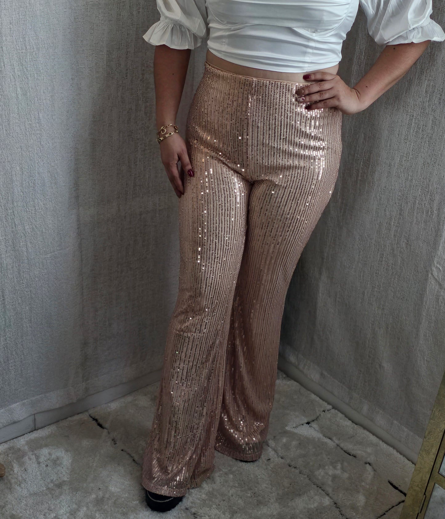 Pants  Sequin Flared Pants Rose Gold #2