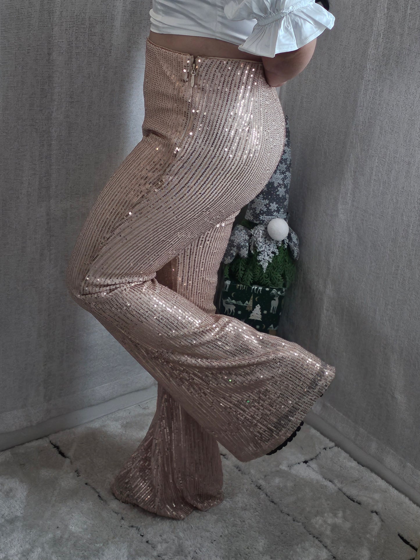 Pants  Sequin Flared Pants Rose Gold #2