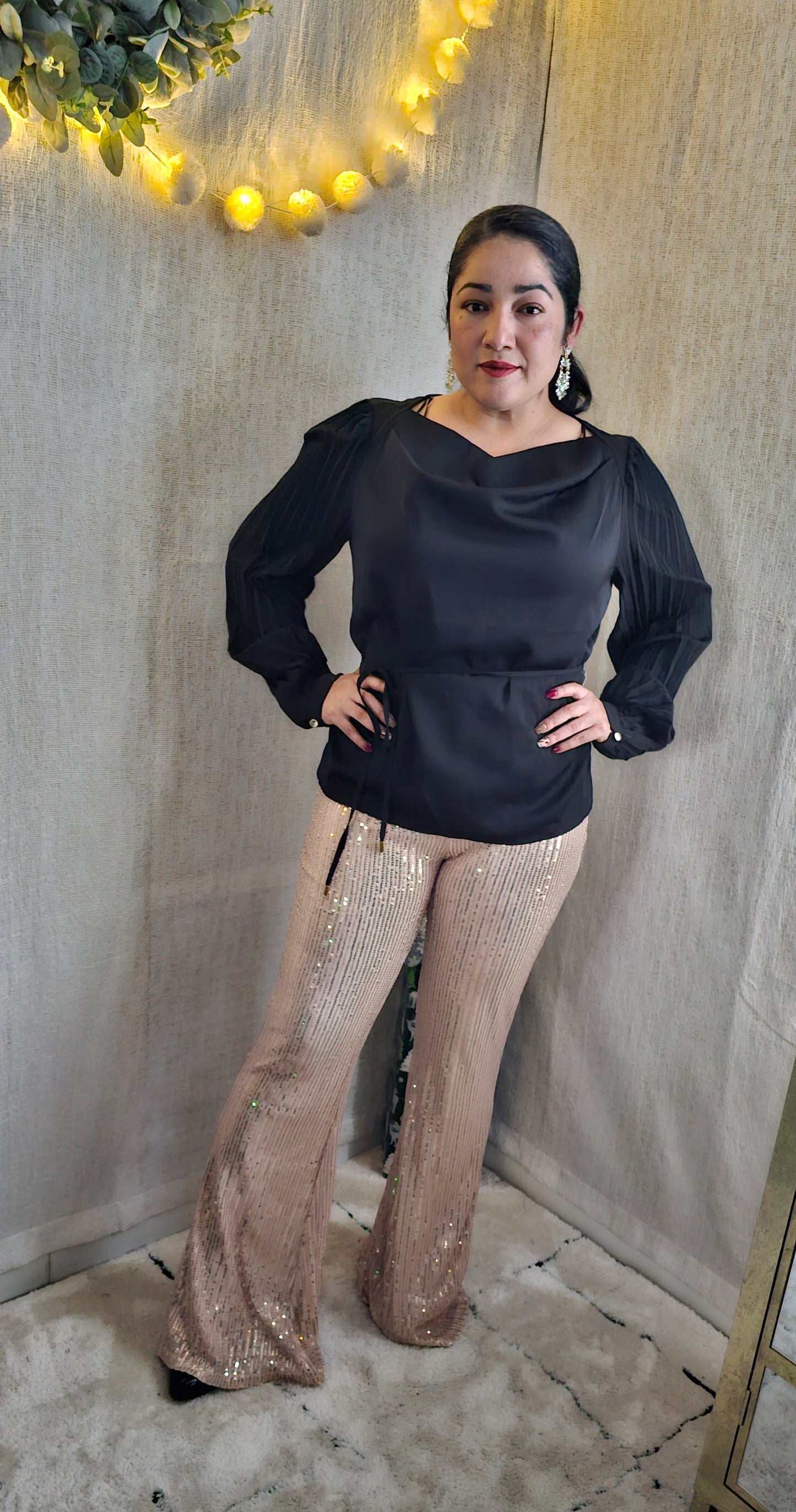 Pants  Sequin Flared Pants Rose Gold #2