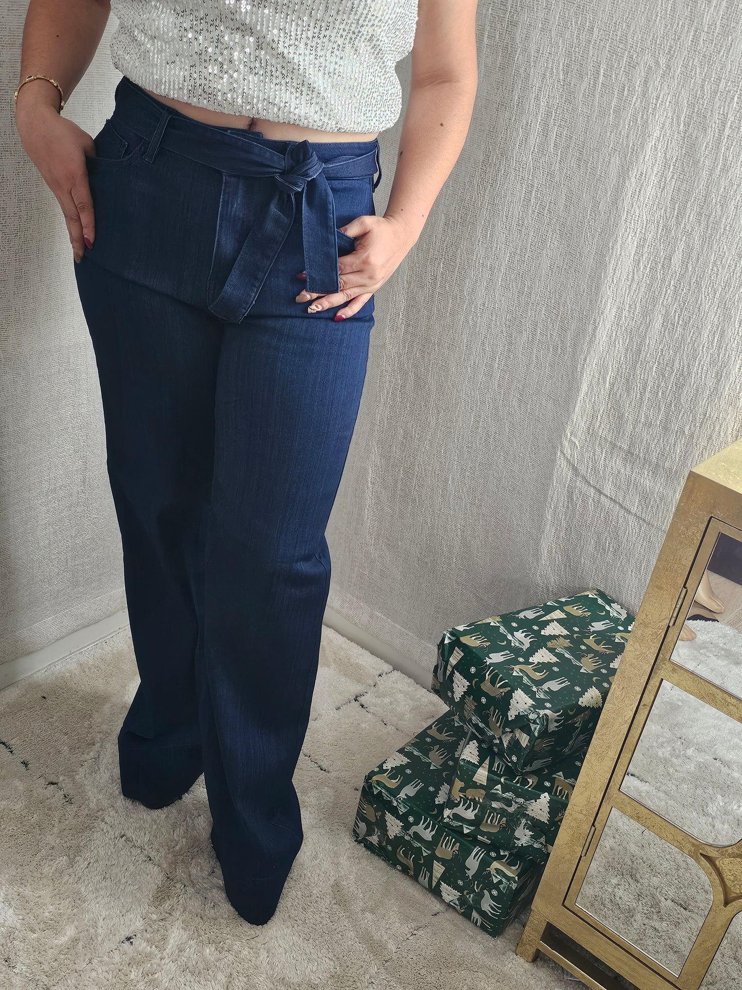 SOE High rise super dark blue wide leg jean 838# 15