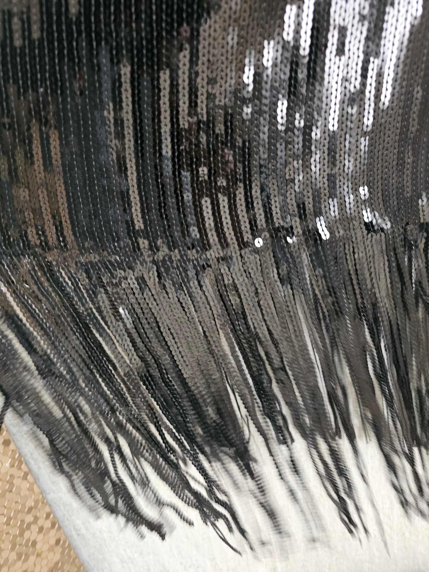 Black Sequin Fringe Midi Skirt, Falda de lentejuela #B