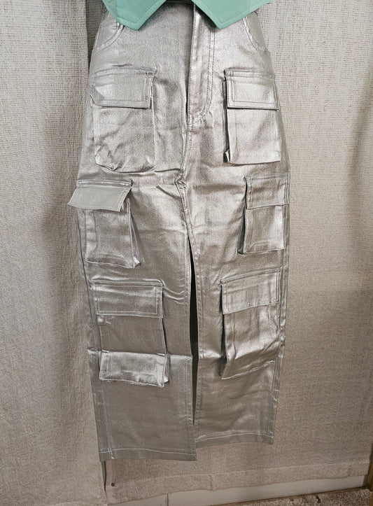 Silver Cargo skirt