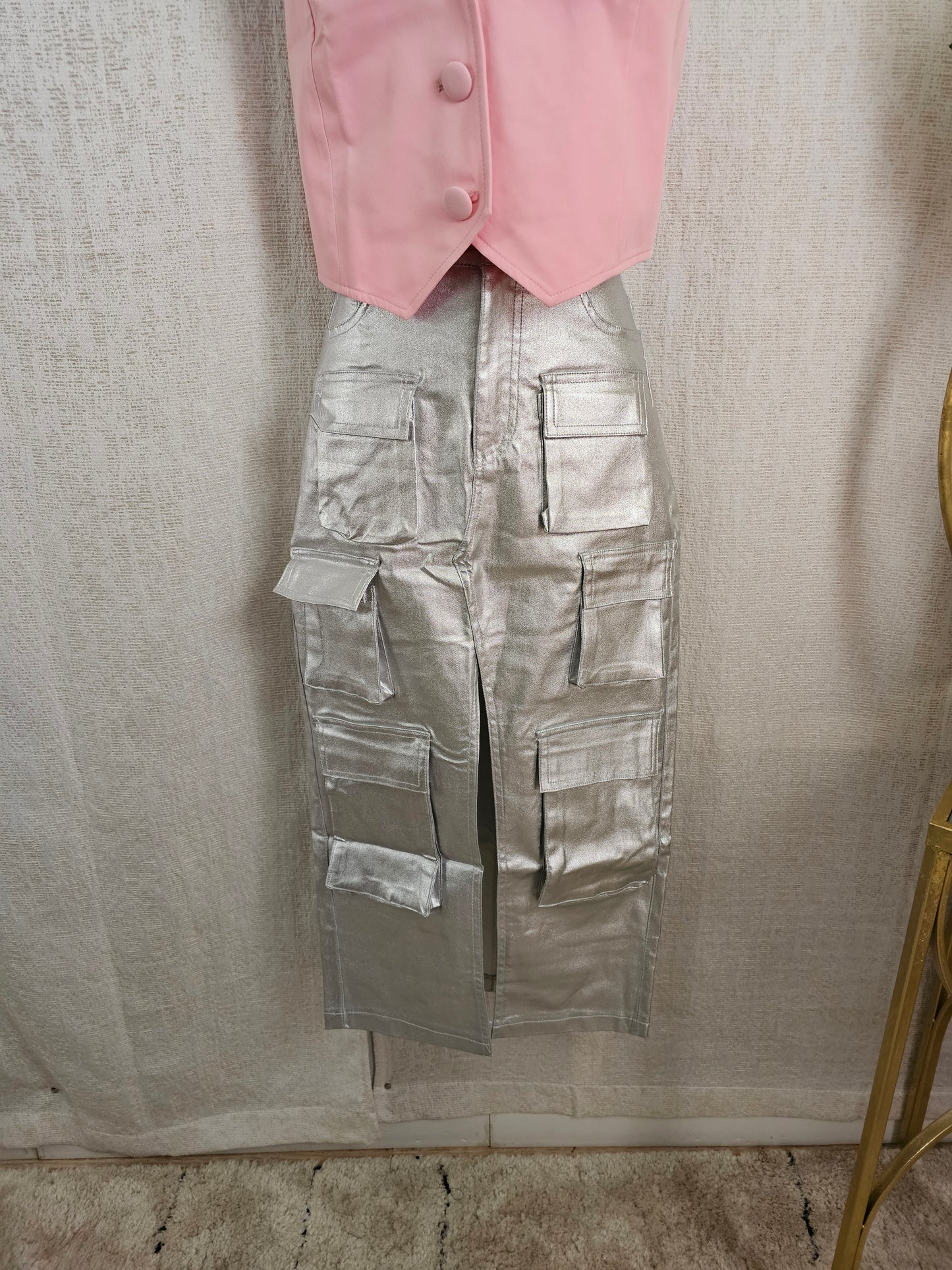 Silver Cargo skirt
